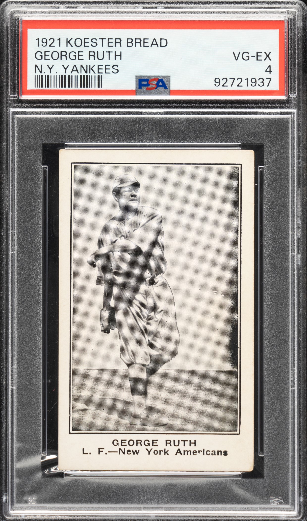 1921 Koester Bread Babe Ruth PSA VG-EX 4
