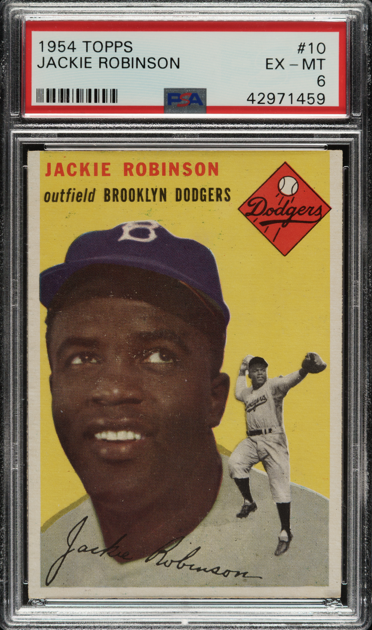 1954 Topps #10 Jackie Robinson PSA EX-MT 6 | REA Archive