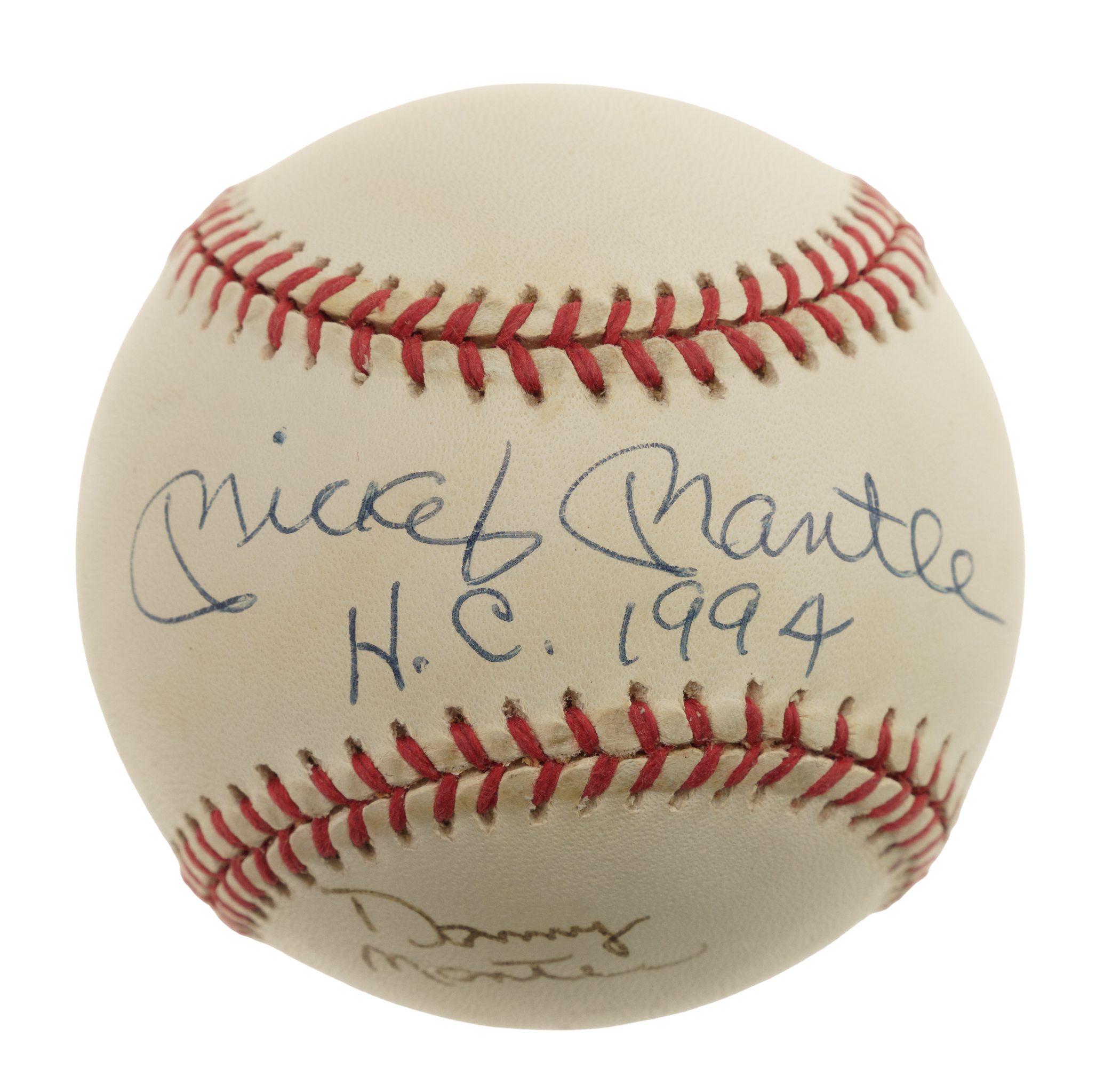 Mickey Mantle and Danny Mantle Dual-Signed Baseball with 