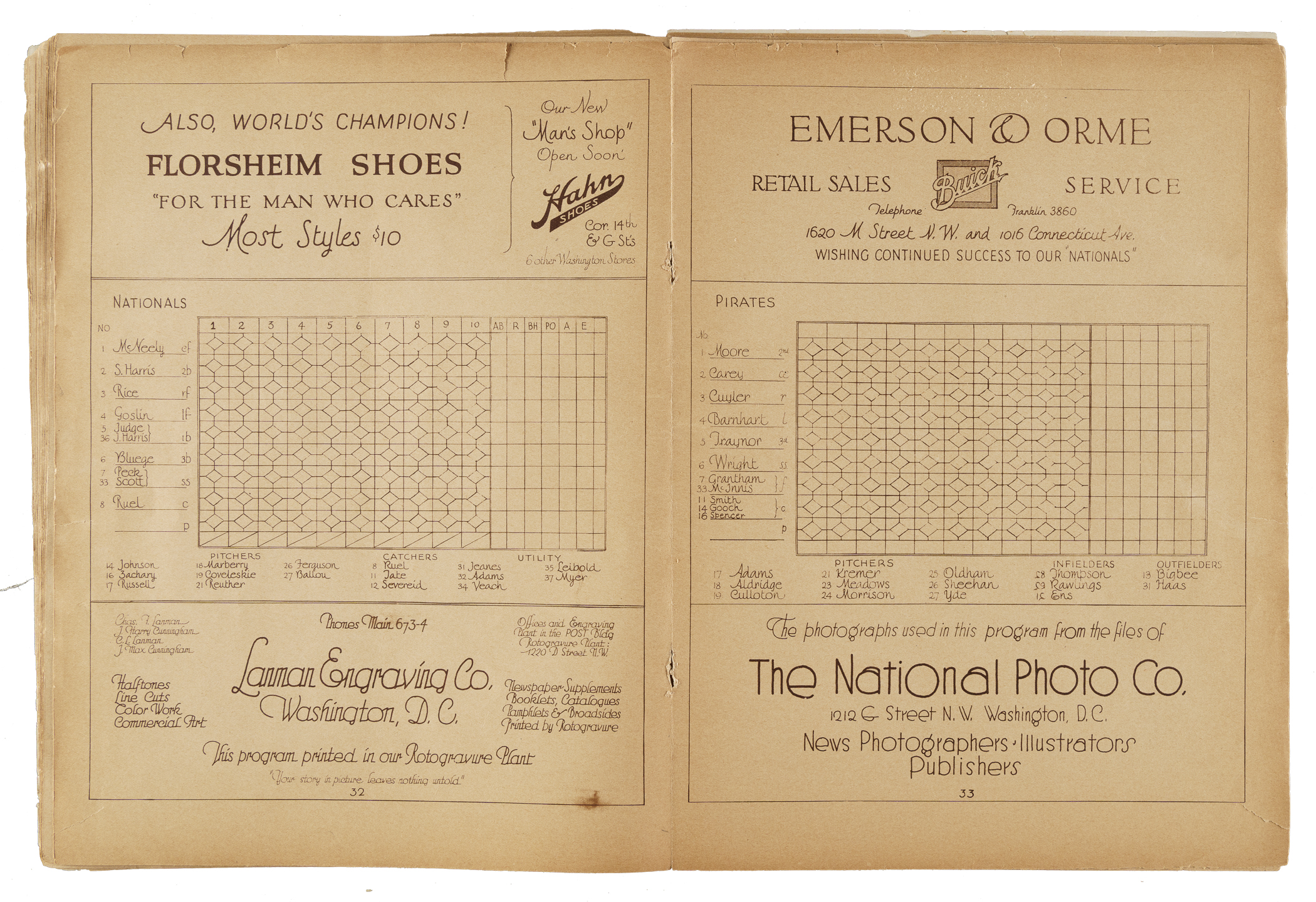 1925 Washington Senators (vs. Pittsburgh Pirates) World Series Program ...