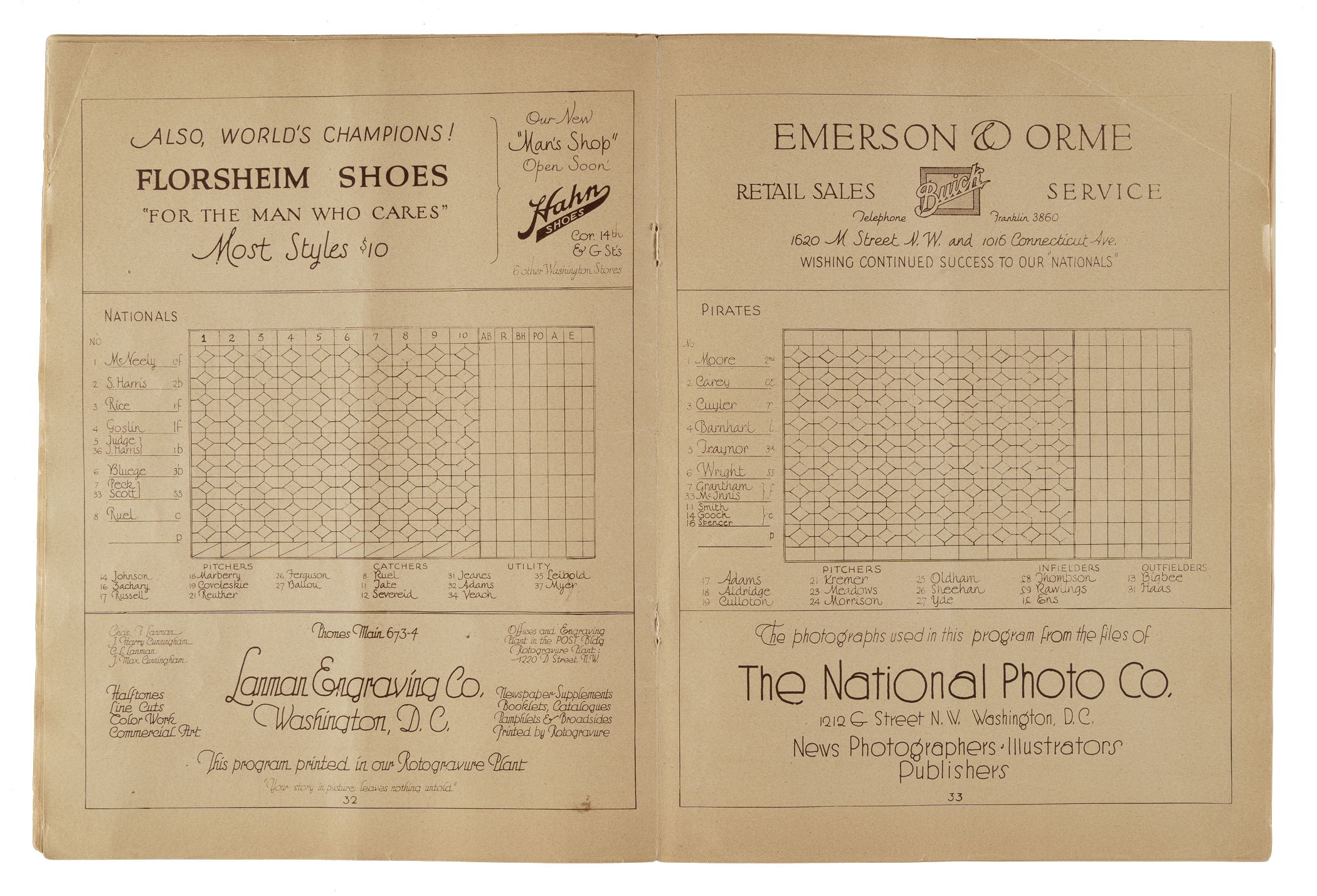 1925 Washington Senators (vs. Pittsburgh Pirates) World Series Program ...