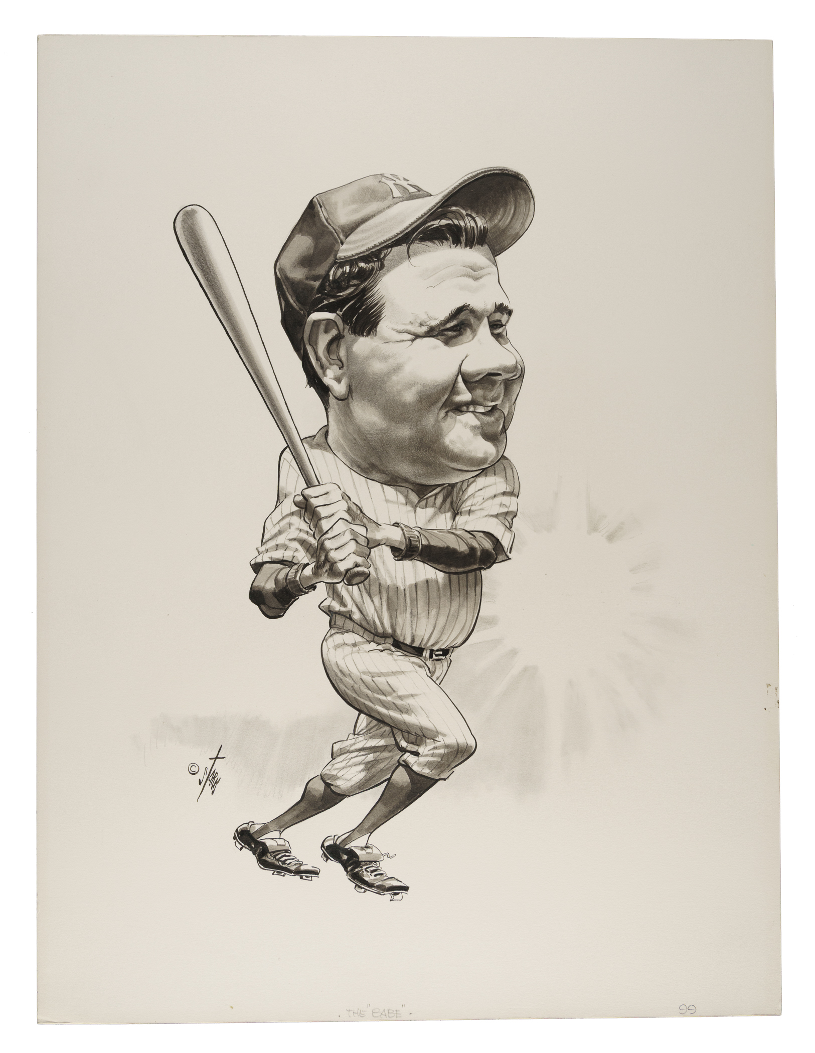 Babe Ruth Original Bruce Stark Drawing | REA Archive