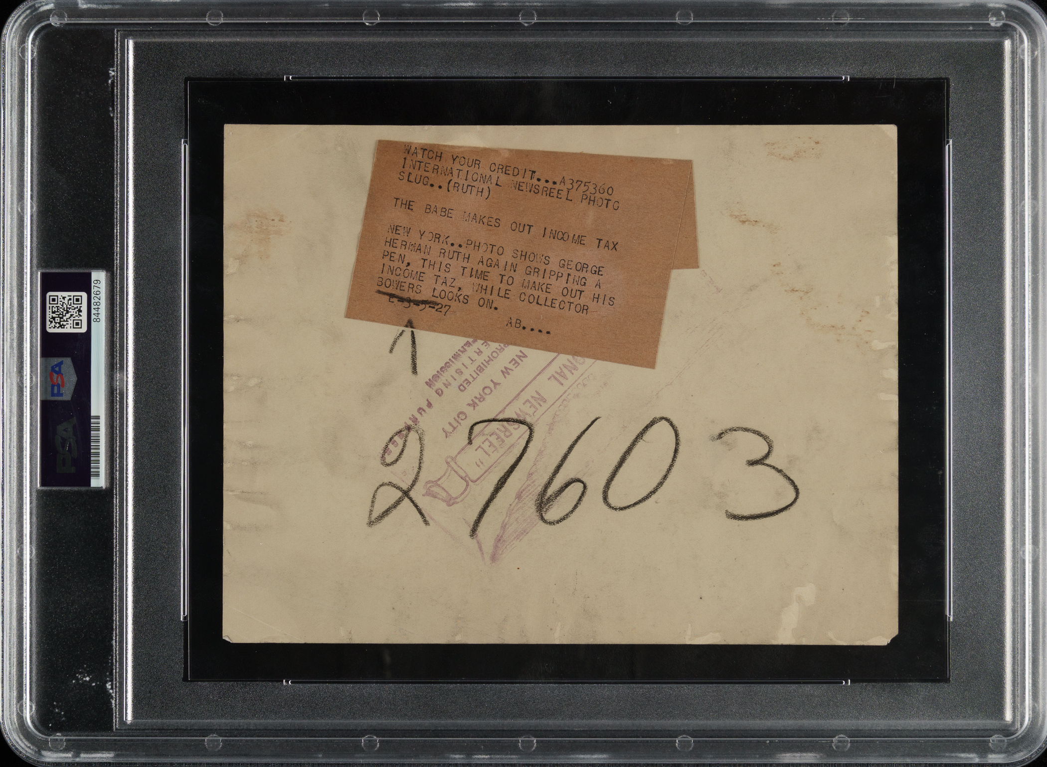 1927 Babe Ruth Original International Newsreel Photograph PSA/DNA Type ...