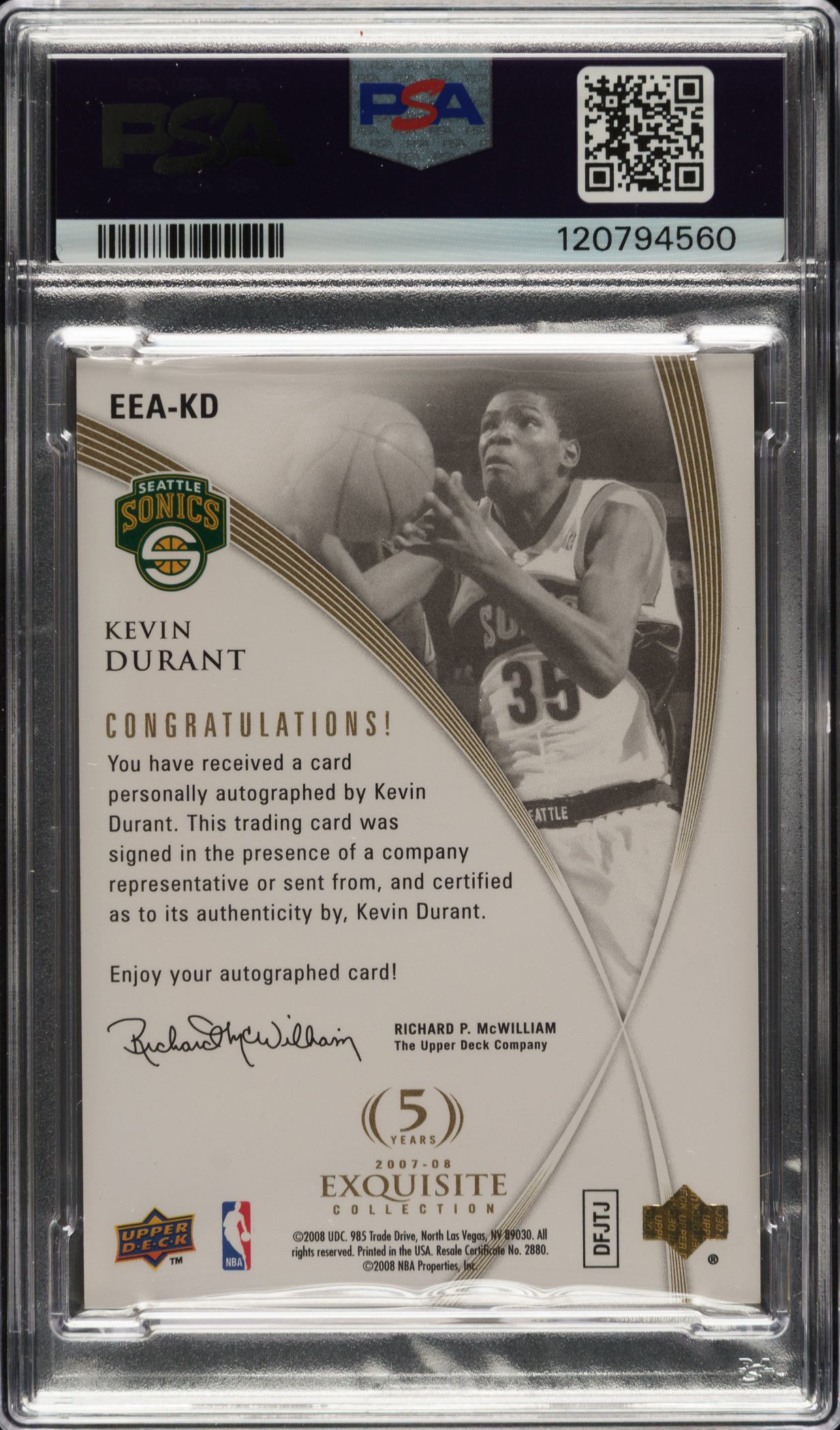 Kd Rookie Card 2007-2008 Upper Deck Exquisite Collection Exclusives Autographs ...