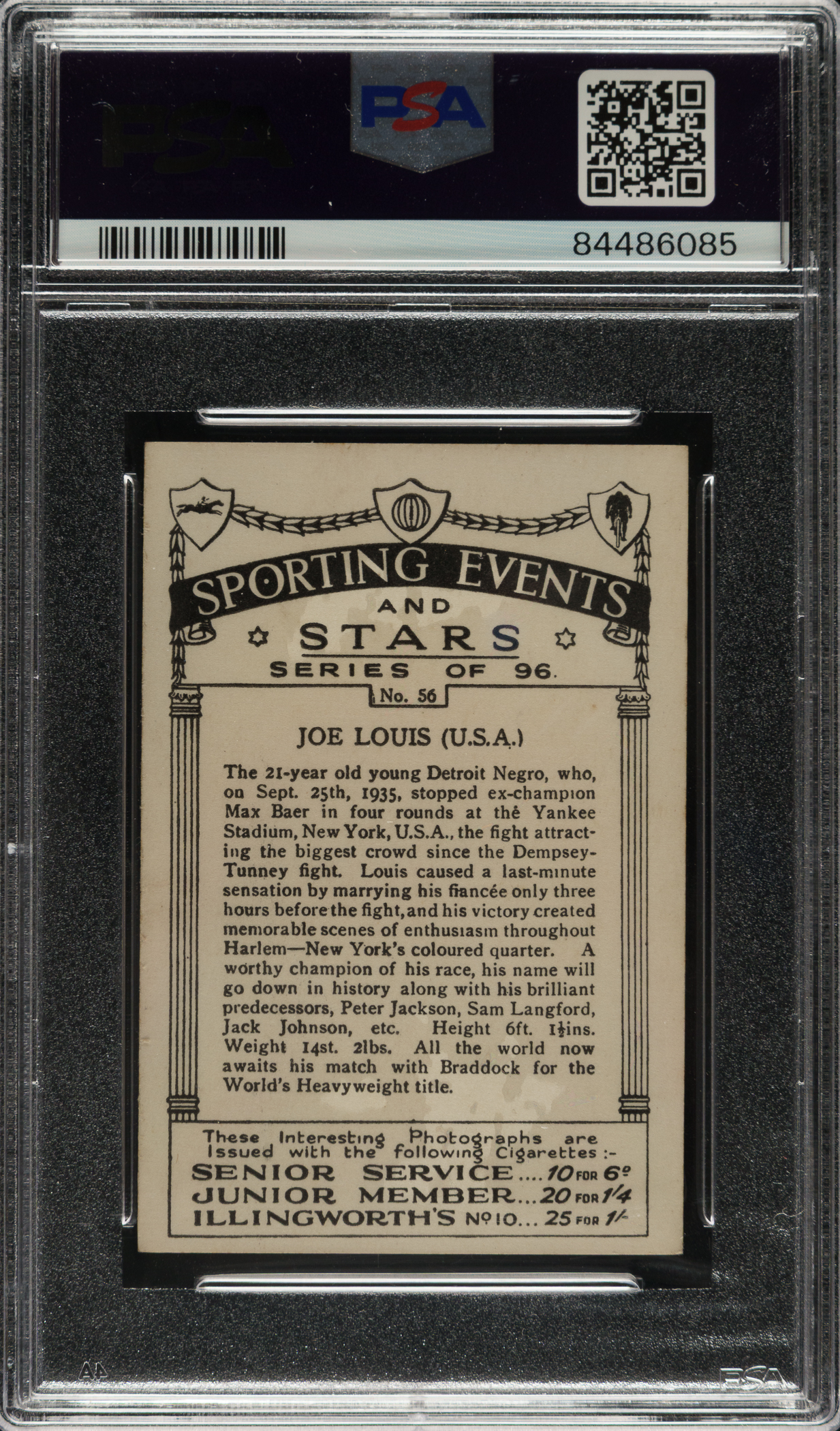 Joe Louis Rookie Card 1935 J.A. Pattreiouex