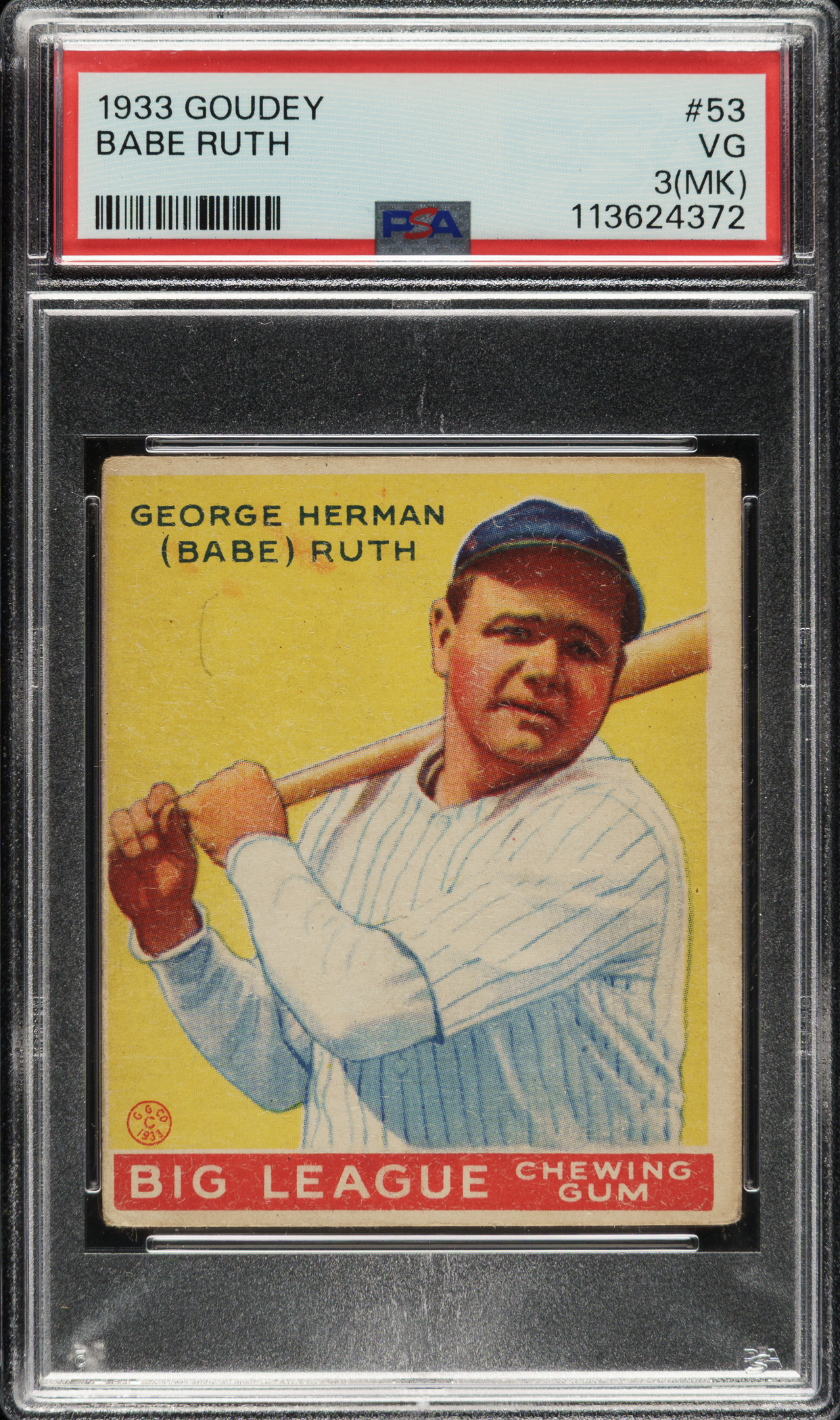 1933 R319 Goudey #53 Babe Ruth PSA VG 3 (MK) | REA Archive