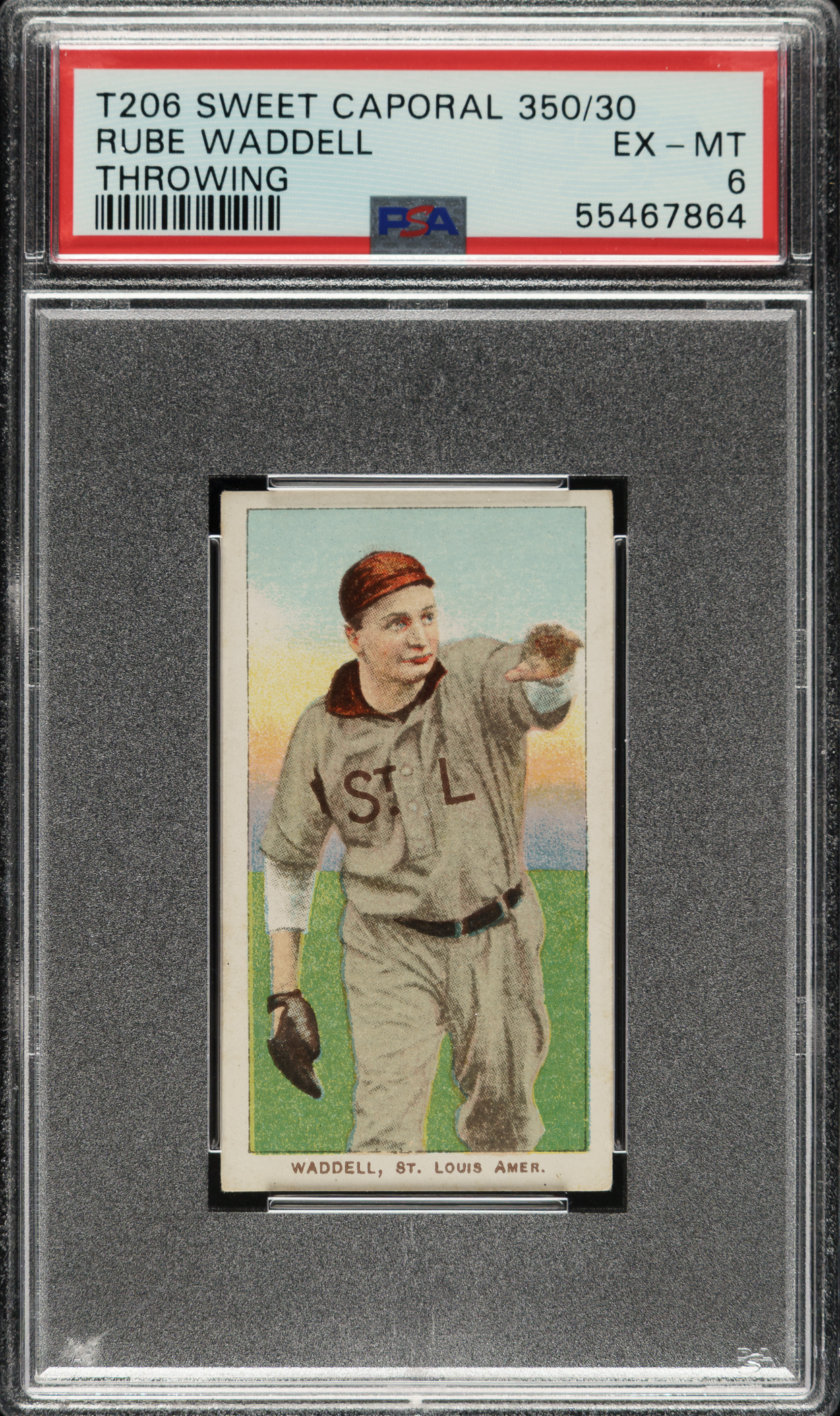 1909-1911 T206 White Border Rube Waddell Throwing PSA EX-MT 6 | REA Archive