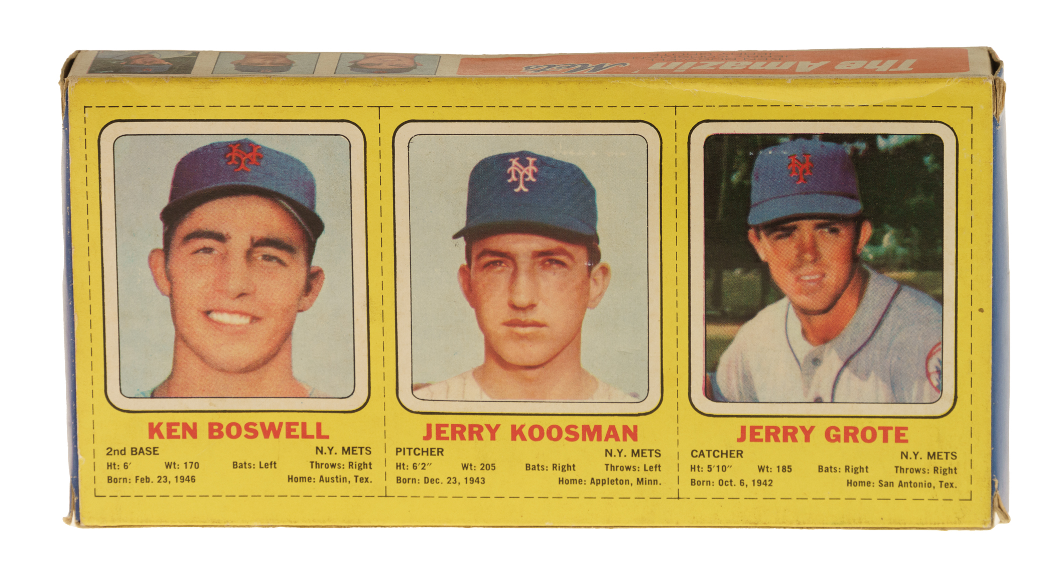 1970 Transogram Complete Box with Ken Boswell, Jerry Koosman, and Jerry ...