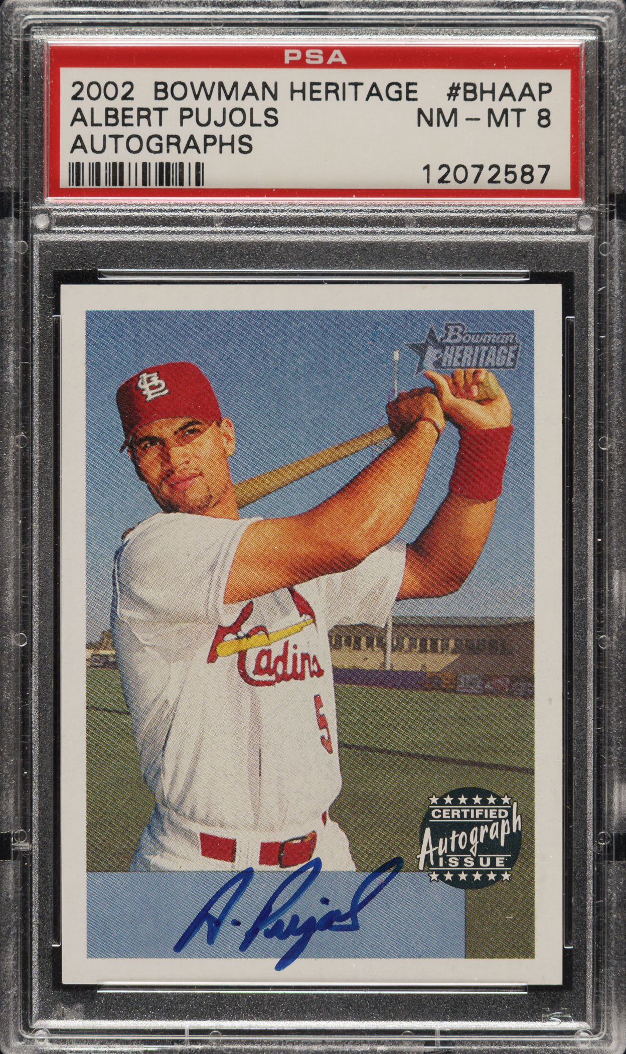 2002 Bowman Heritage Autographs #BHA-AP Albert Pujols PSA NM-MT 8 | REA  Archive, image size:1248x2100