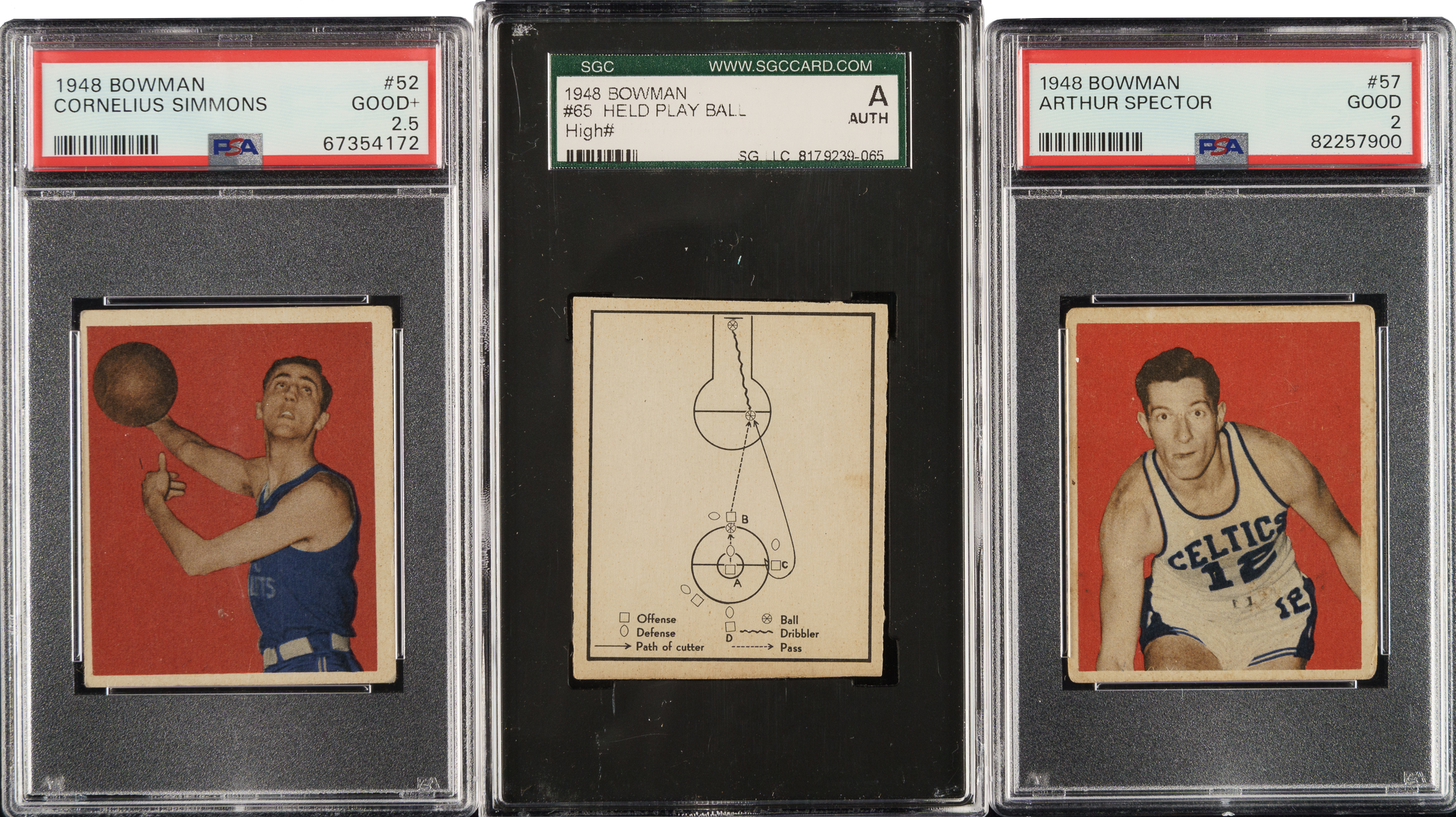 1948 Bowman Basketball PSA- and SGC-Graded Trio: Cornelius Simmons ...