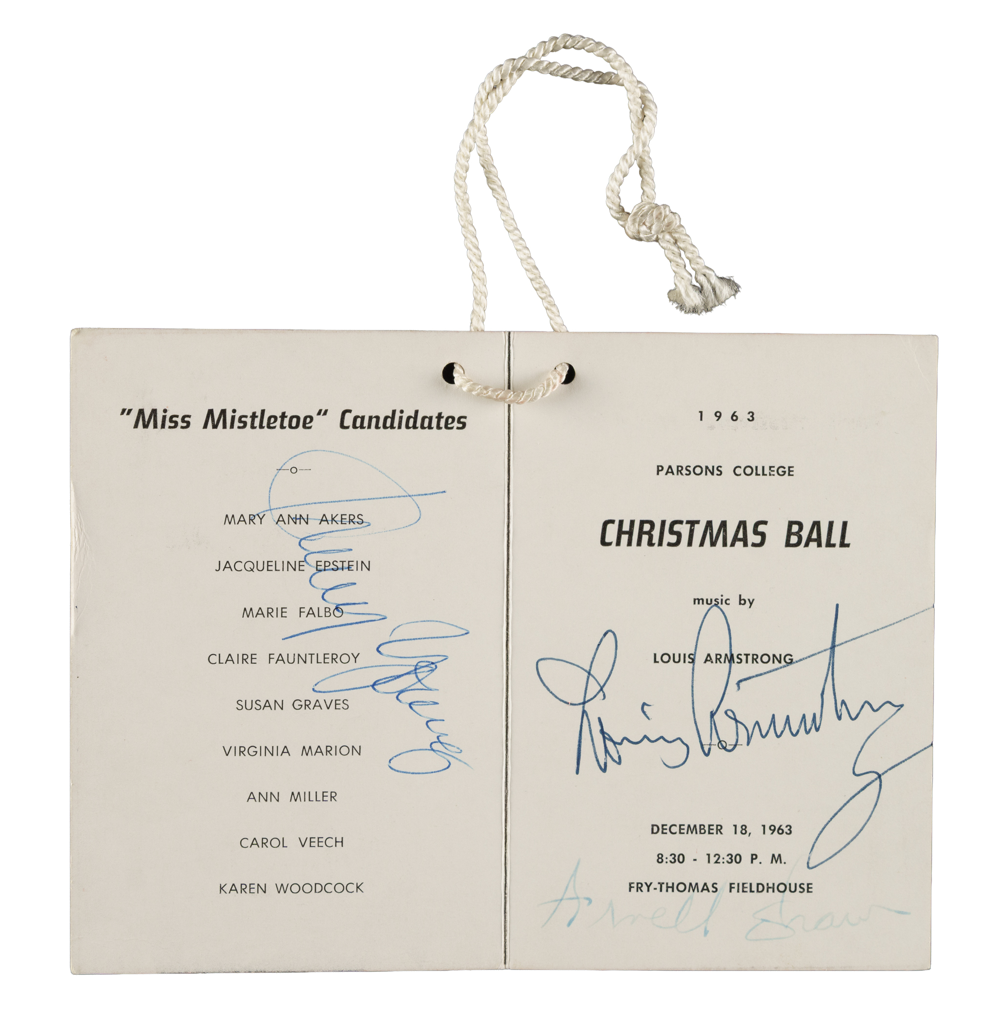 1963 Christmas Ball Program Signed by Louis Armstrong, Trummy Young ...