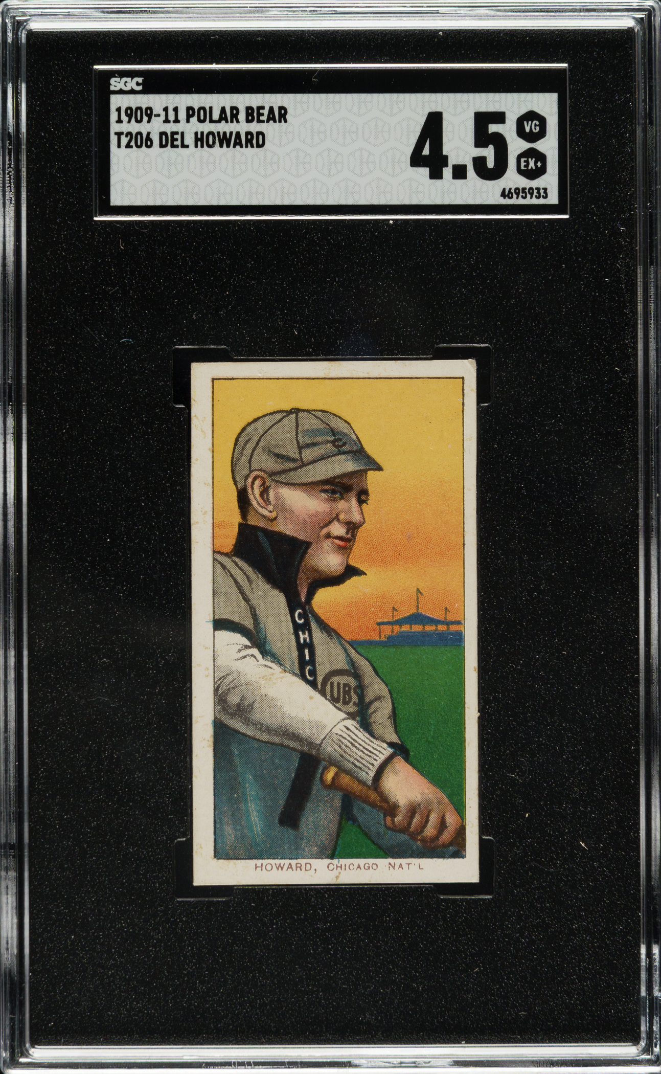 Del Howard 1909-1911 T206 White Border Del Howard SGC VG/EX+ 4.5 - Polar Bear Back ...