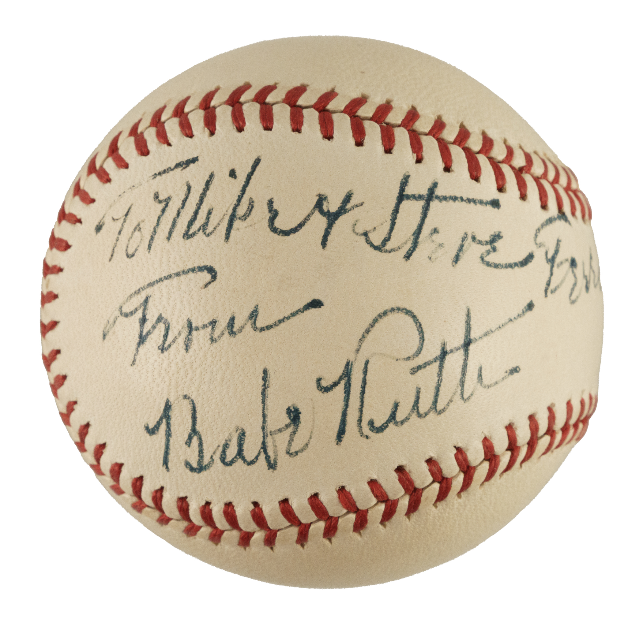 Babe Ruth Single-Signed OAL Harridge Baseball PSA/DNA NM 7
