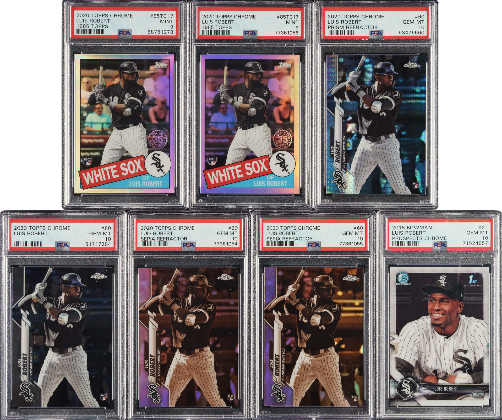 2018 to 2020 Bowman Chrome and Topps Chrome Luis Robert Rookie PSA ...