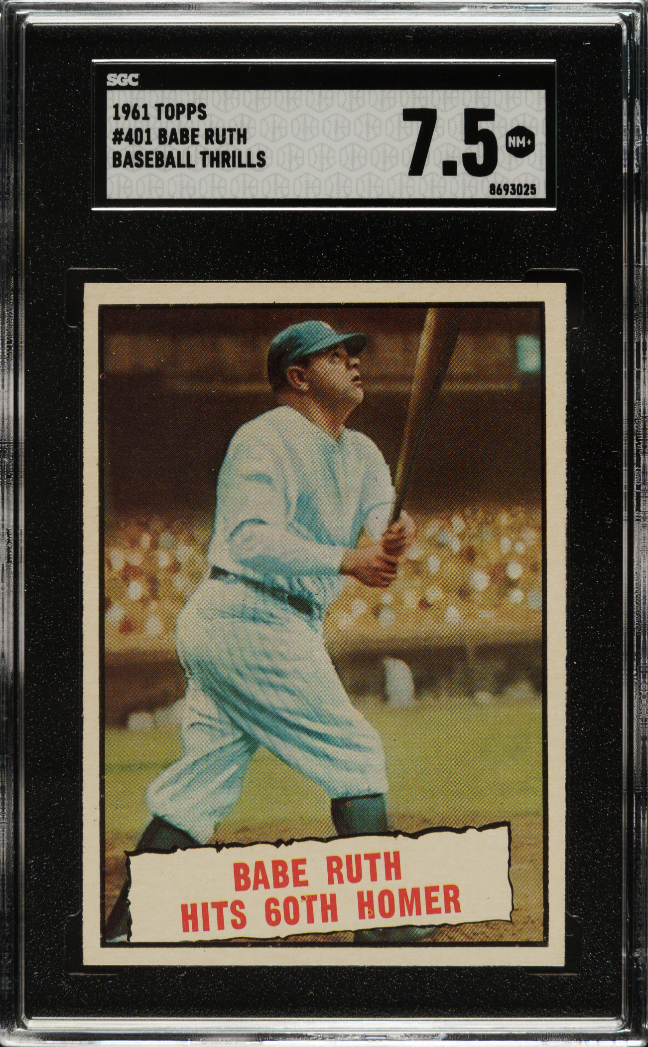 1961 Topps #401 Babe Ruth Hits 60th Homer SGC NM+ 7.5 | REA Archive