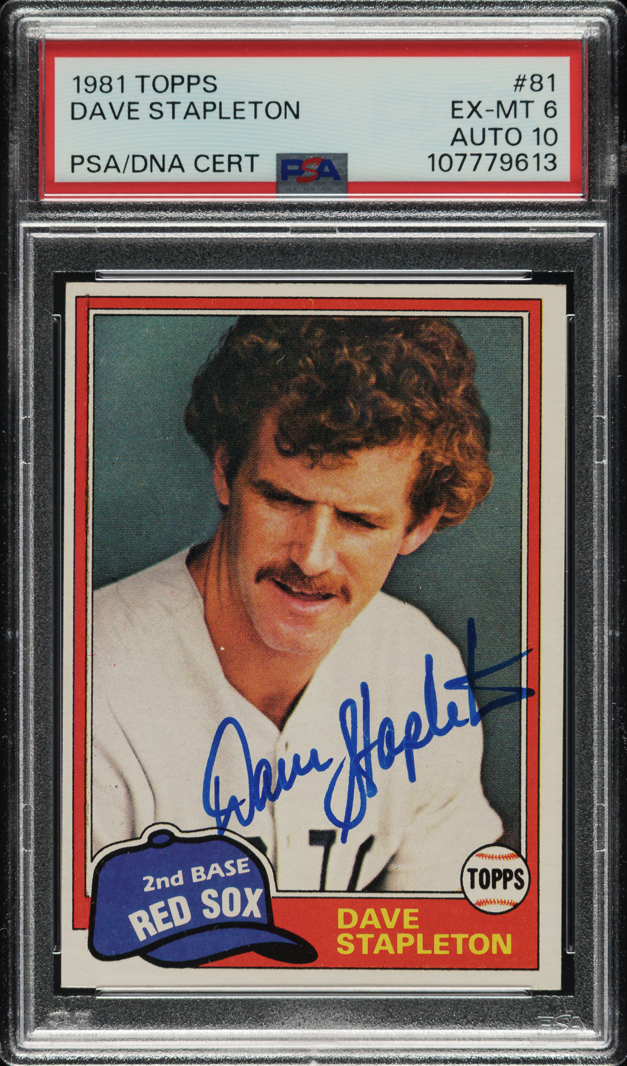 Signed 1981 Topps #81 Dave Stapleton PSA EX-MT 6 with GEM MINT 10 ...