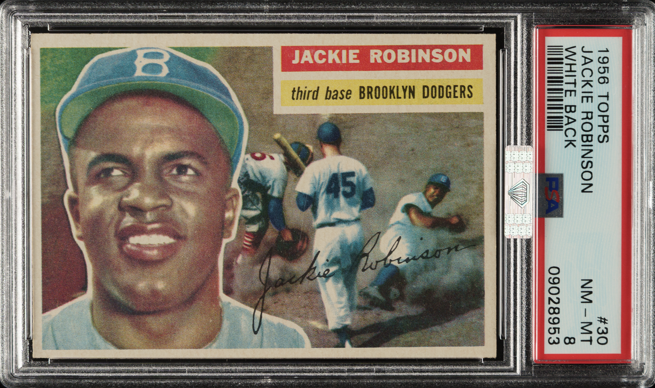 1956 Topps #30 Jackie Robinson White Back PSA NM-MT 8 (MBA Silver ...