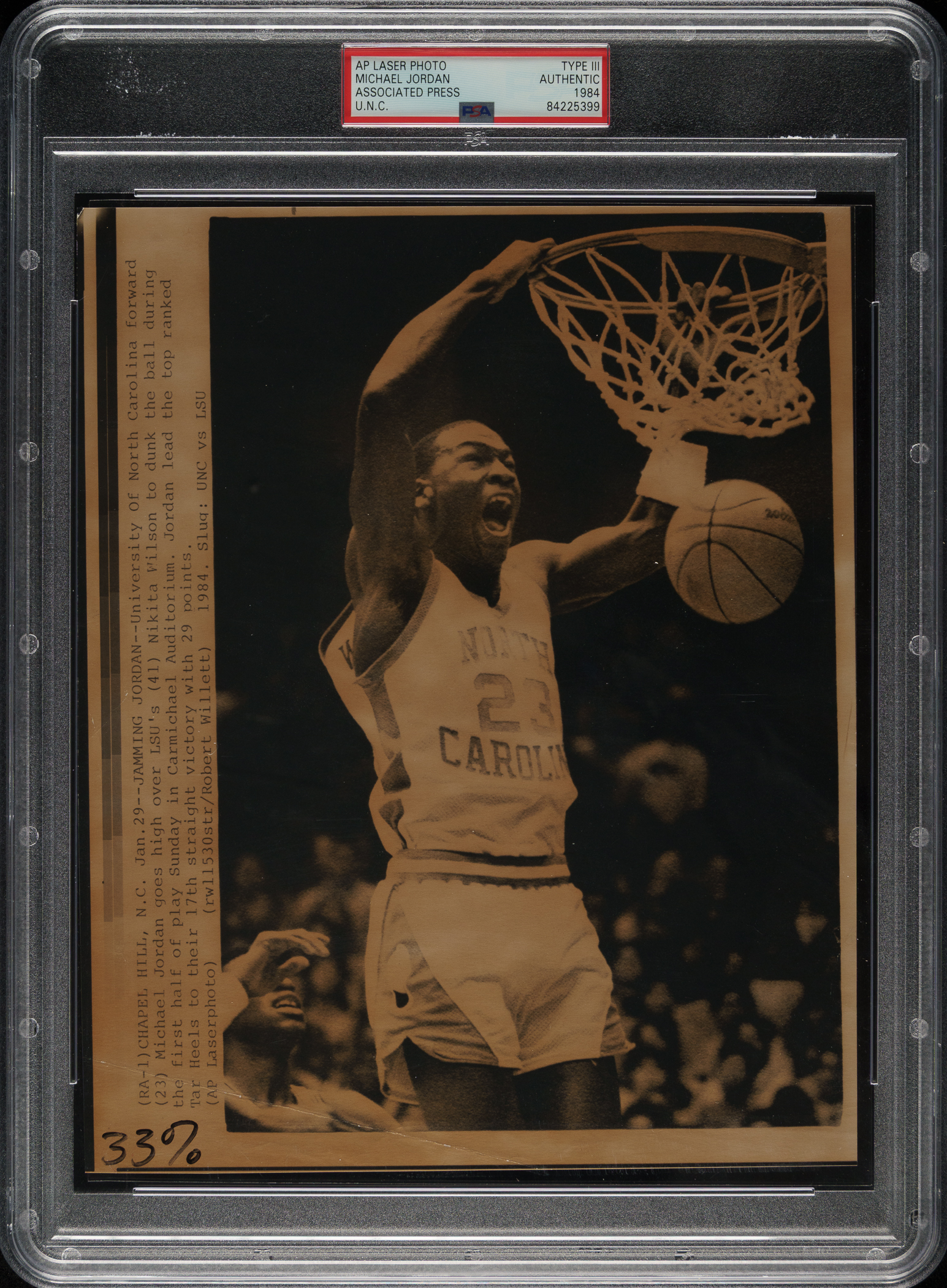 1984 Michael Jordan Associated Press AP Laser Photograph PSA/DNA Type ...