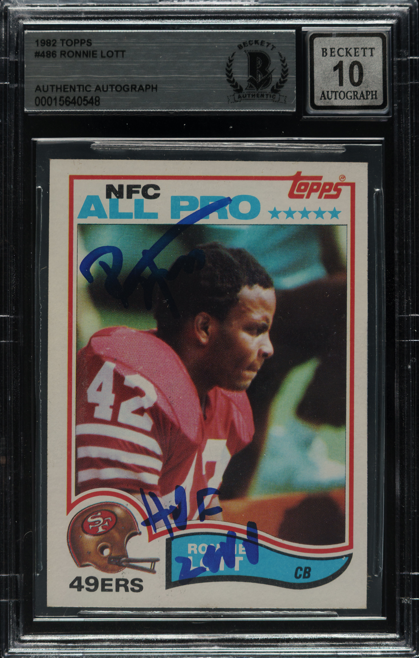 Signed 1982 Topps Football #486 Ronnie Lott Rookie Beckett GEM MINT 10 ...