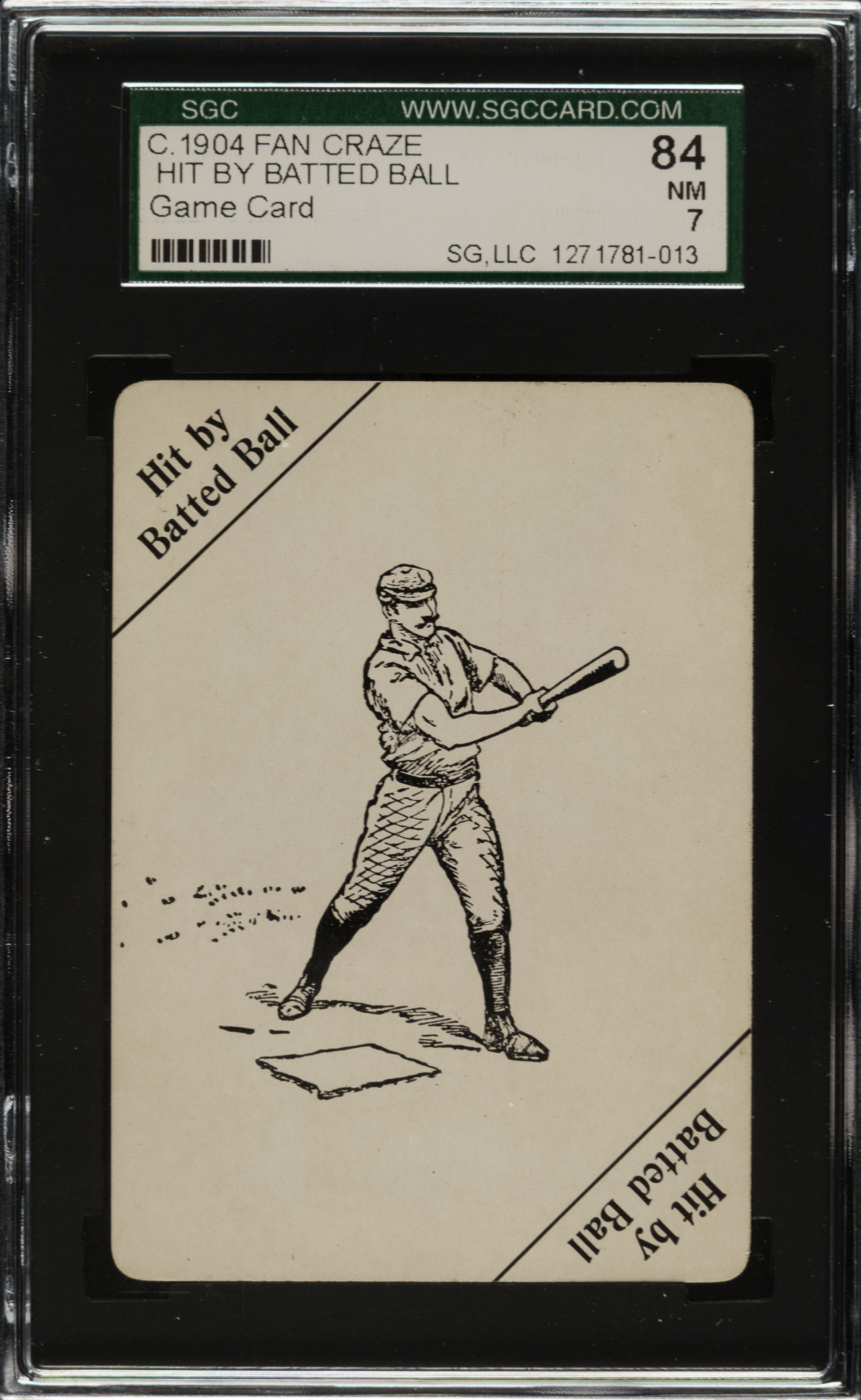 Batted 1904 Fan Craze Game Card Hit by Batted Ball SGC NM 84 | REA Archive