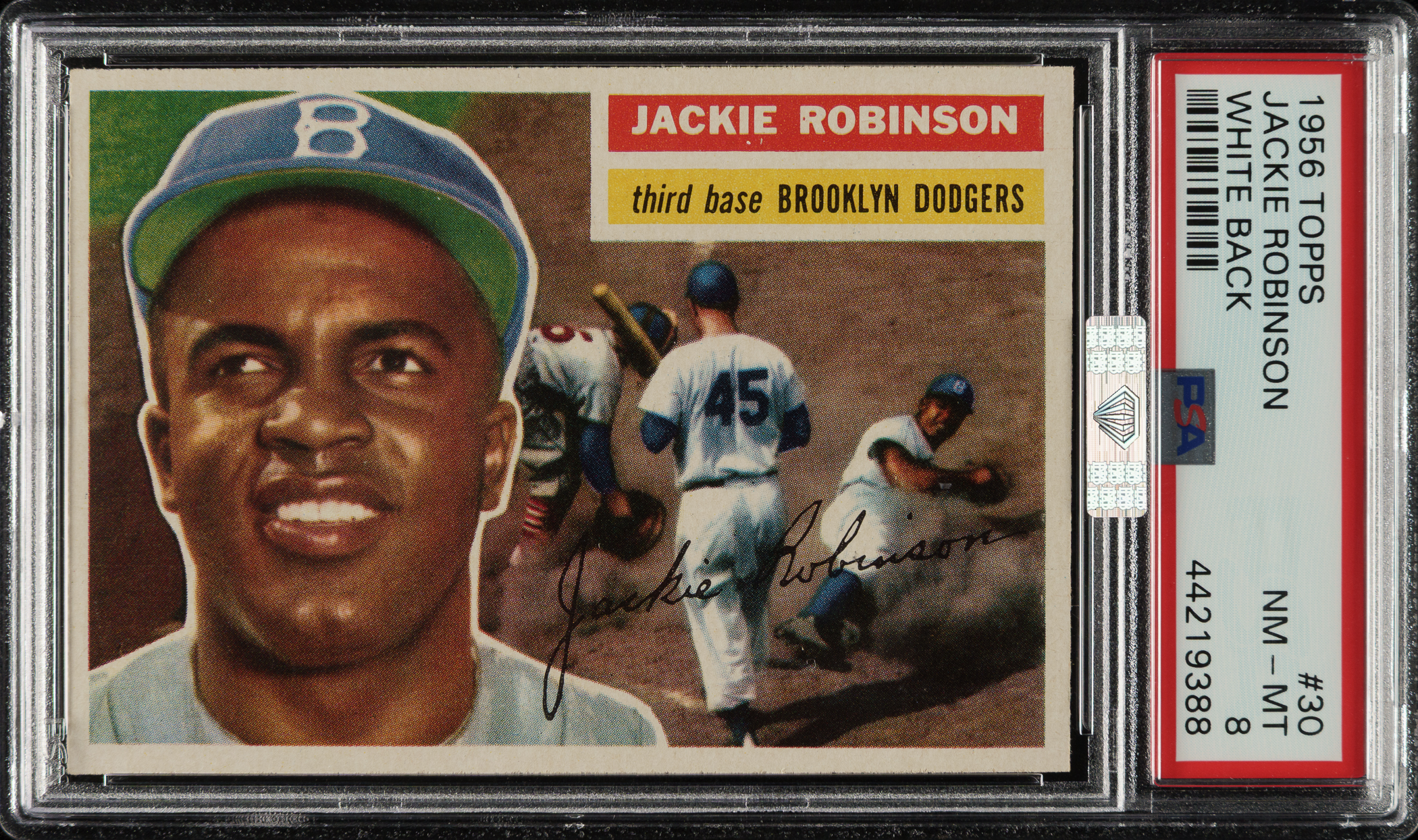 1956 Topps #30 Jackie Robinson White Back PSA NM-MT 8 (MBA Silver ...