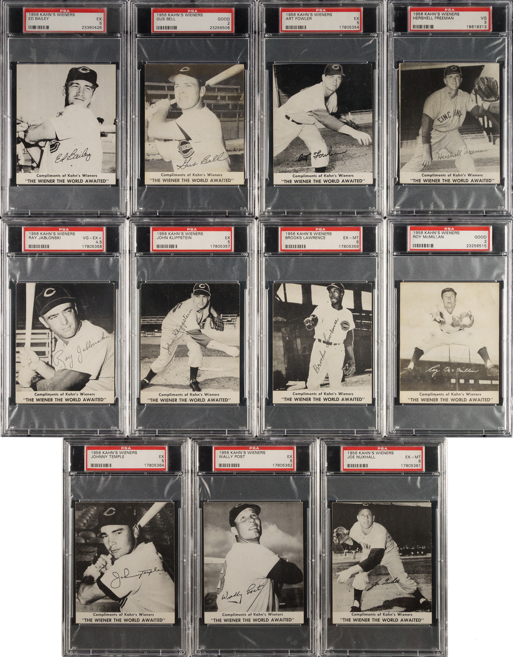 1956 Kahn's Wieners Complete Set (15) Including Frank Robinson Rookie: #1 PSA Set Registry!