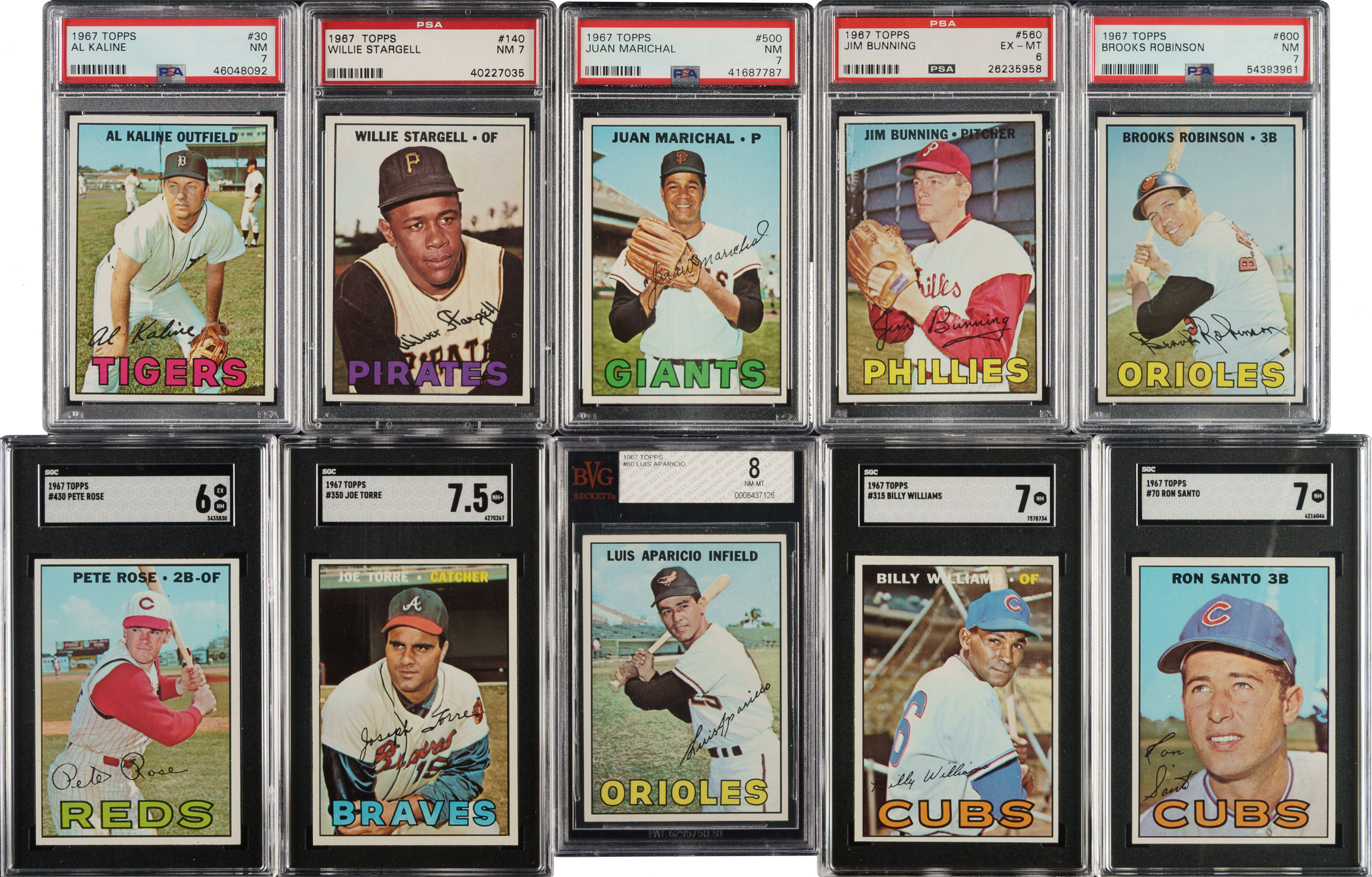 High-Grade 1967 Topps Near-Complete Set (608/609) Including 44 PSA- and ...