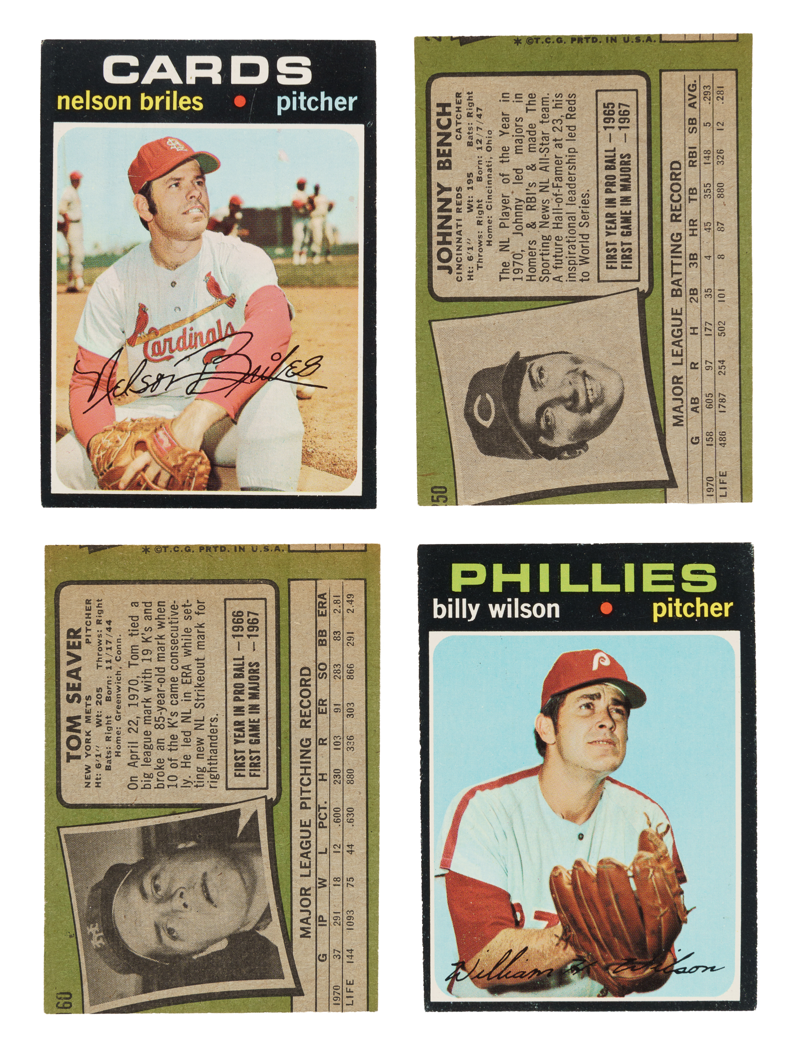 U.S. CLUB HOUSE アンティークカード 1971 Topps Wrong-Back Collection (32) Including Johnny Bench, Rod