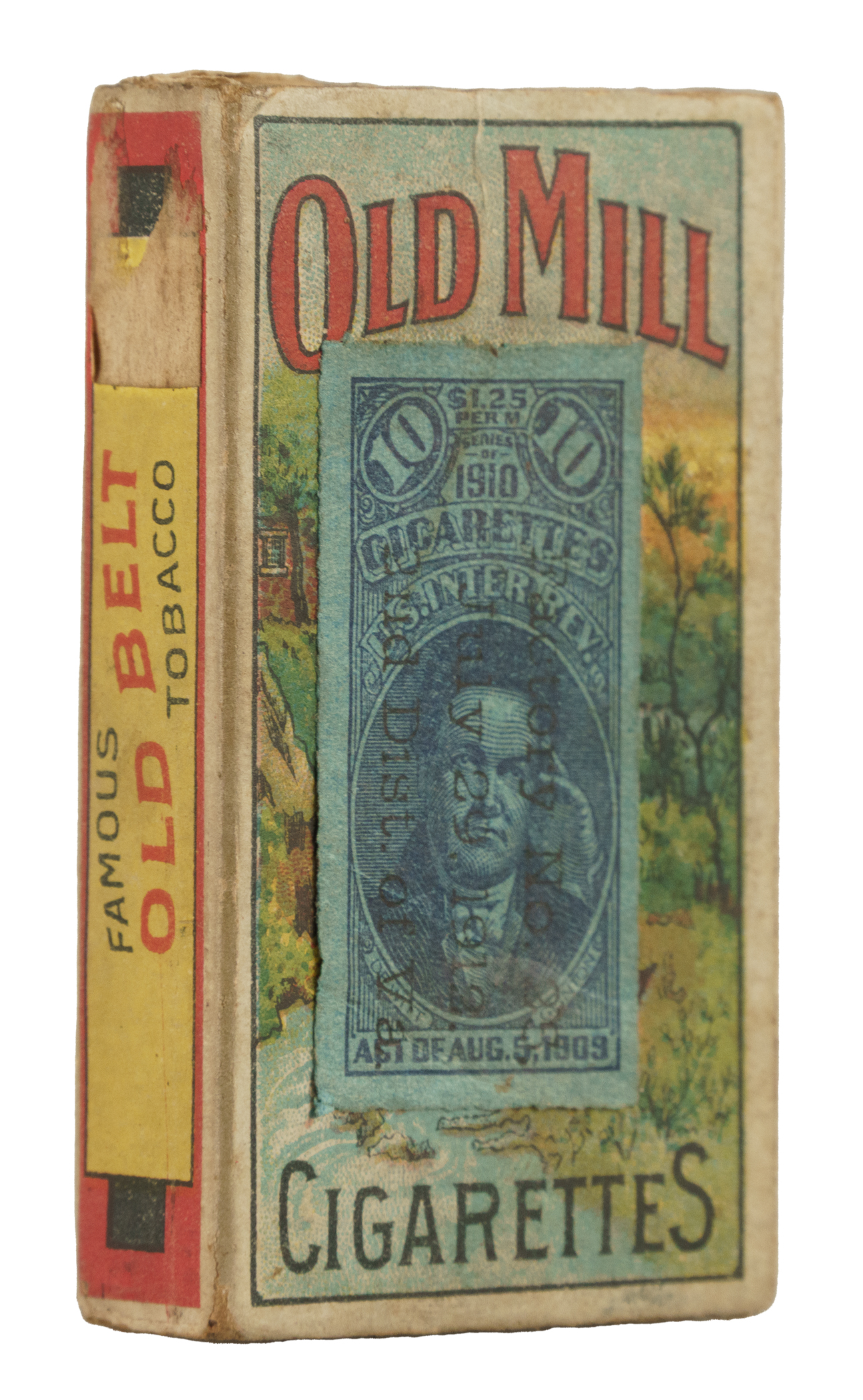 Circa 1910 Old Mill Cigarettes Empty Tobacco Pack