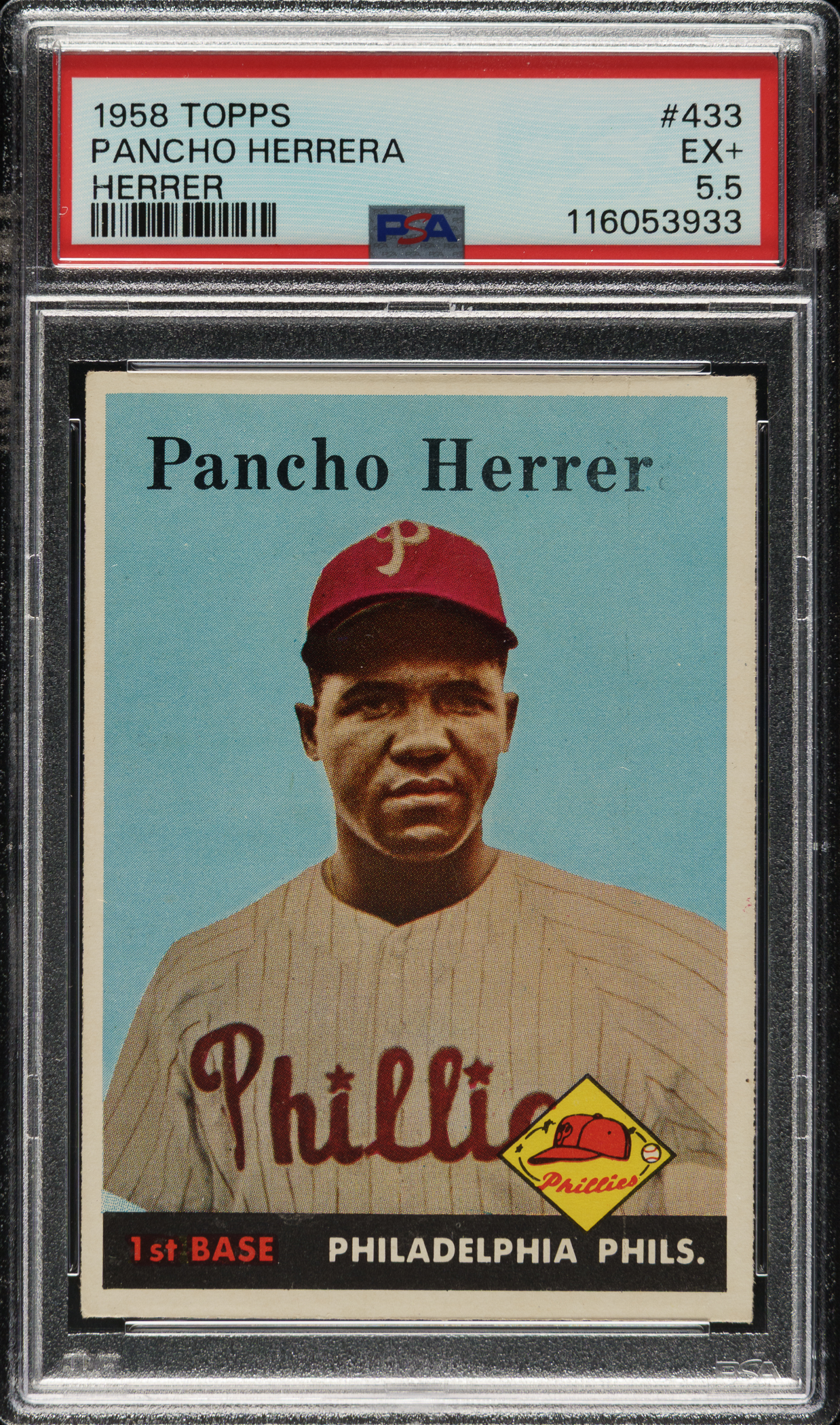 1958 Topps #433 Pancho Herrera PSA EX+ 5.5 - Rare Error Card | REA
