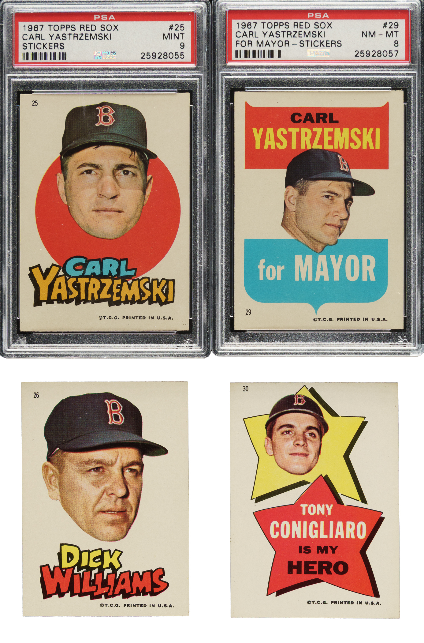 1967 Topps Boston Red Sox Stickers Complete Set (33) | REA Archive