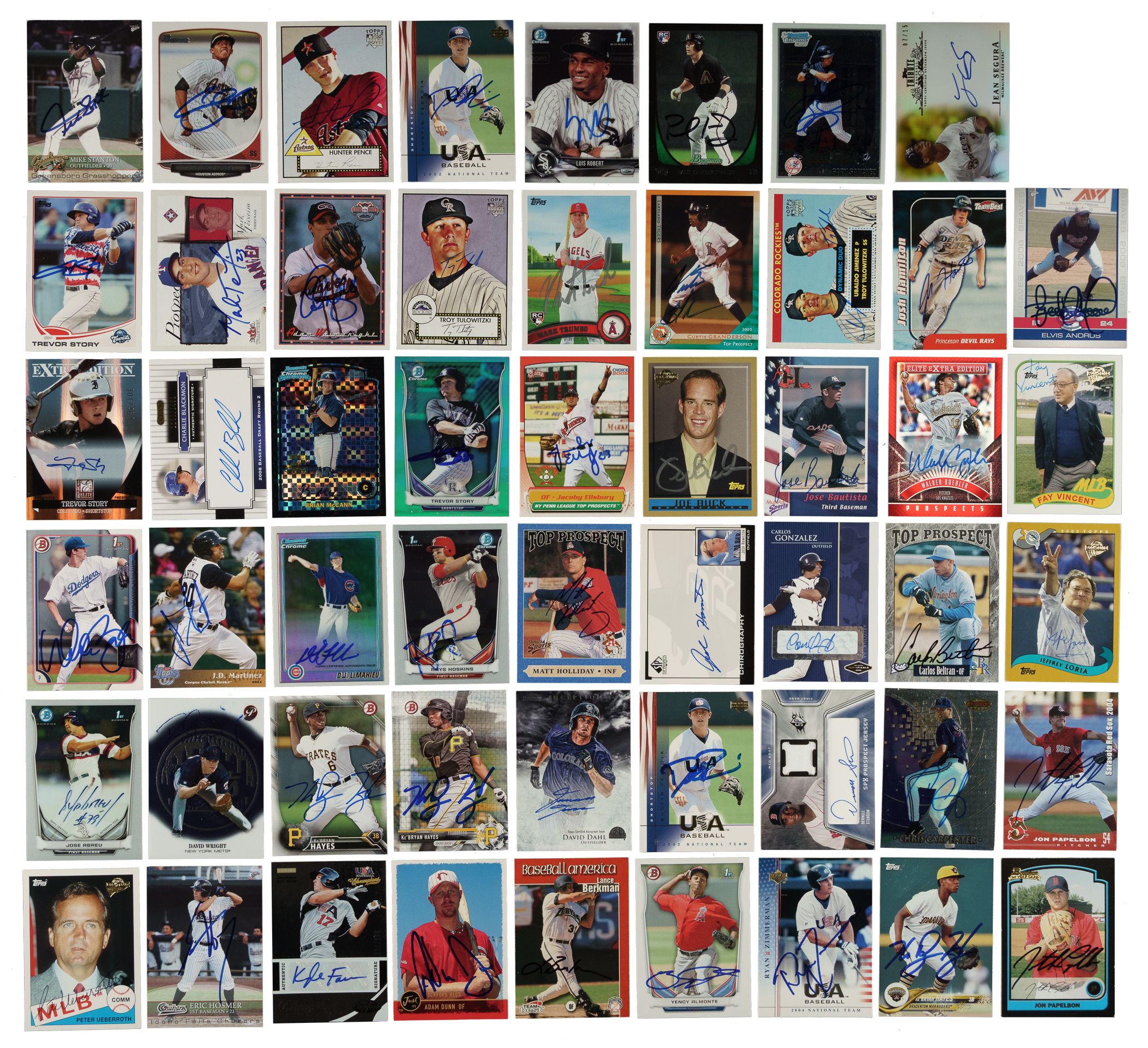 Signed 1997 to 2011 Topps, Bowman, and Upper Deck Collection (62 ...