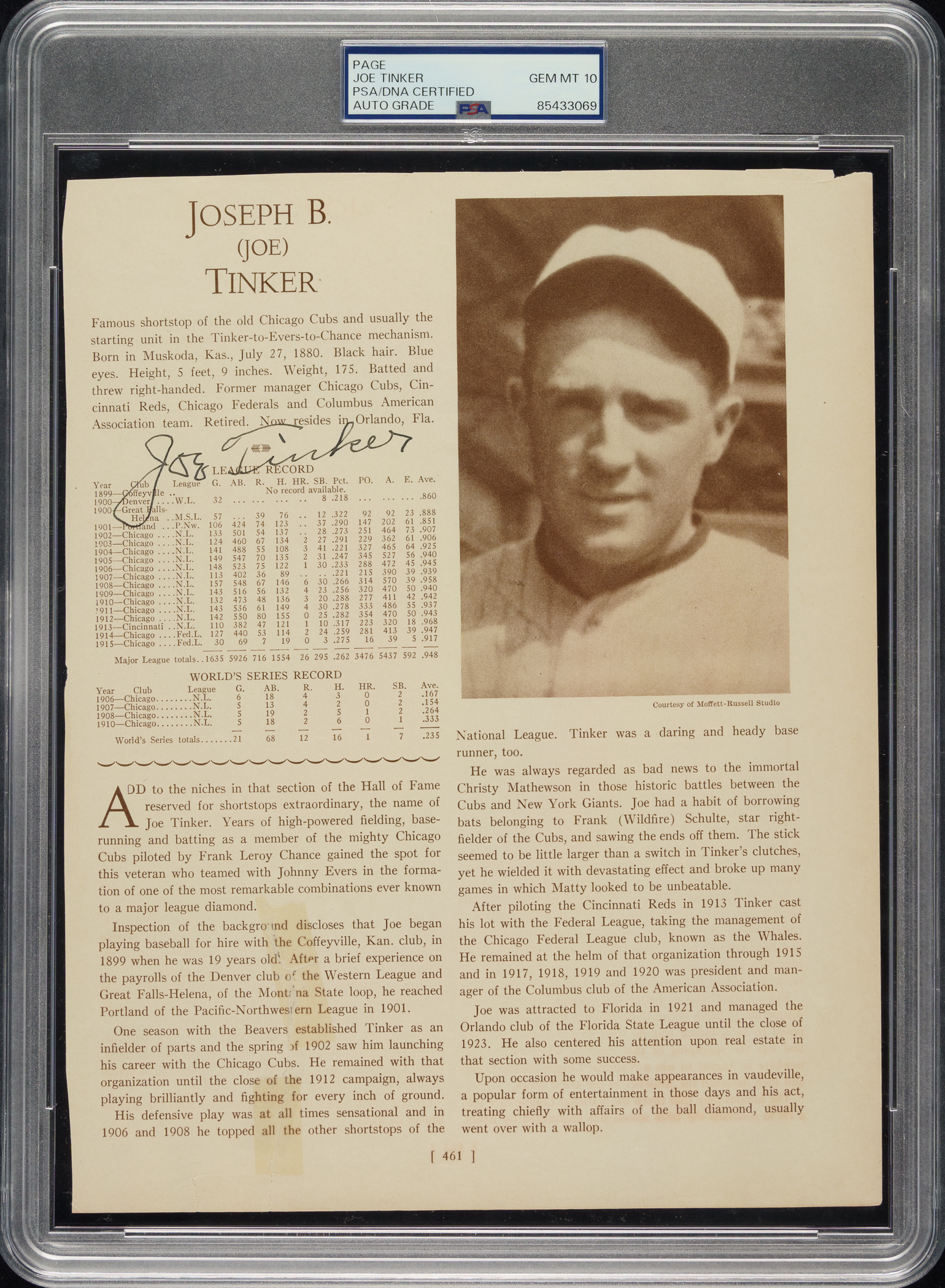 1933 Joe Tinker Signed 