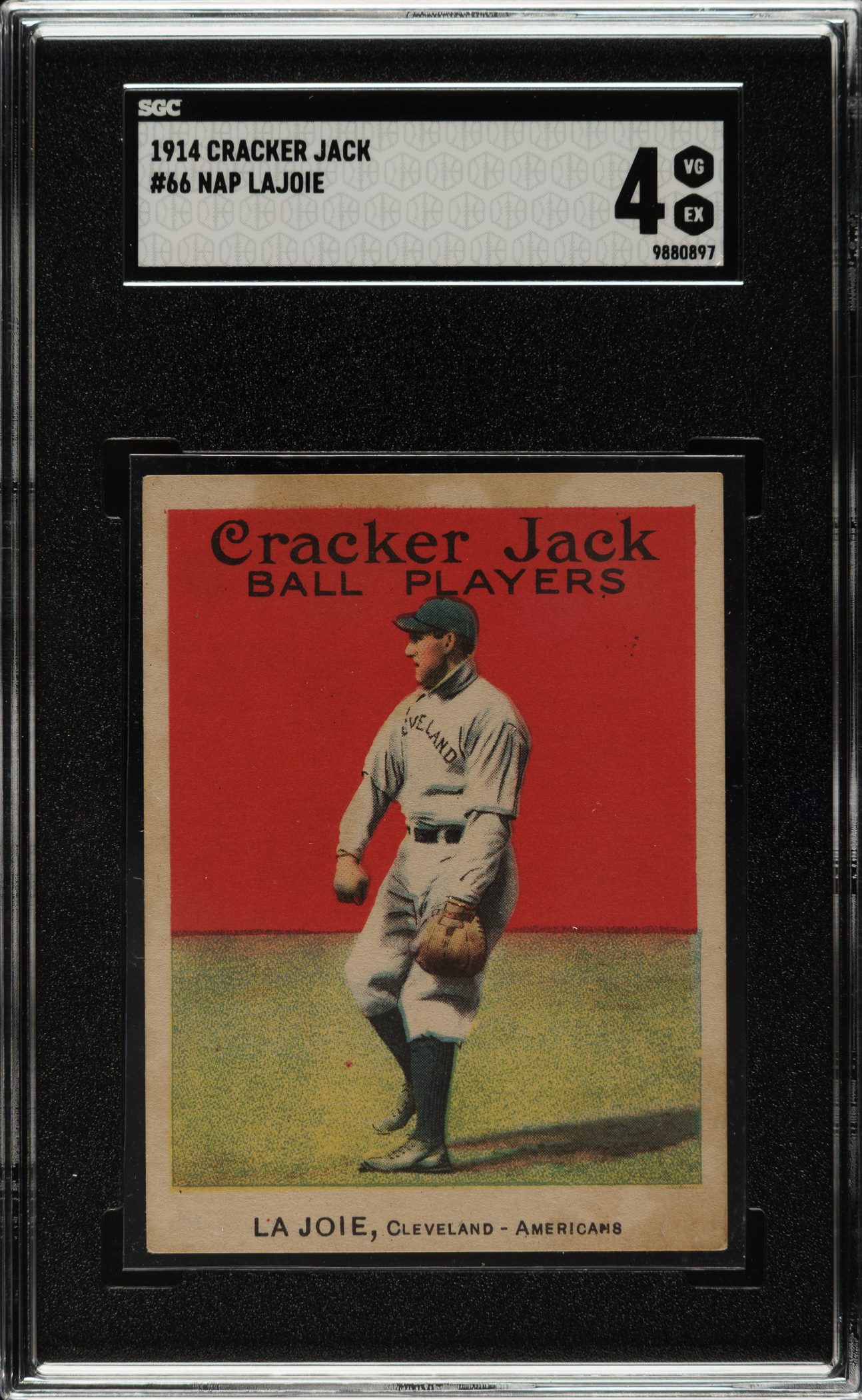 1914 E145 Cracker Jack #66 Nap Lajoie SGC VG/EX 4