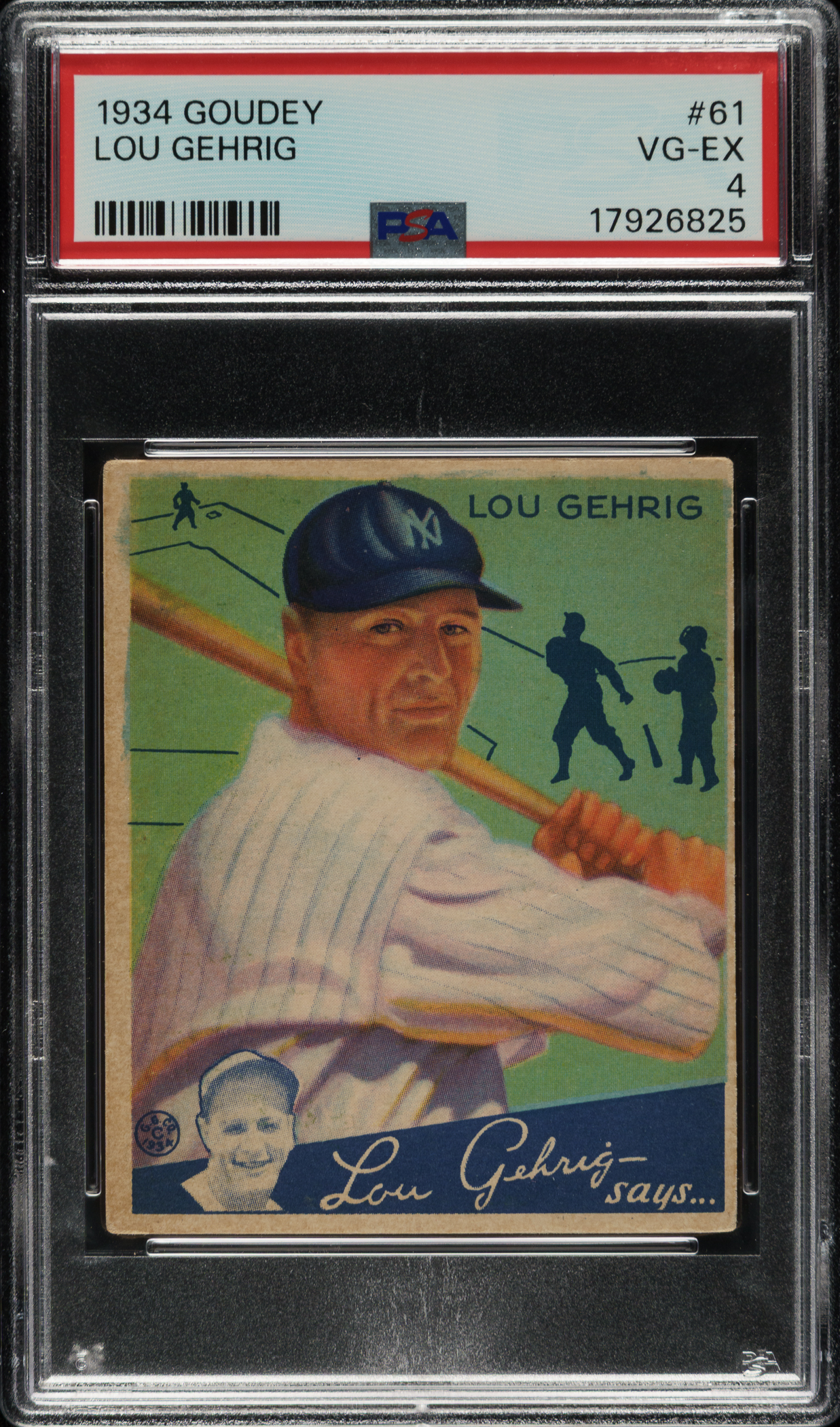 1934 R320 Goudey #61 Lou Gehrig PSA VG-EX 4 | REA Archive