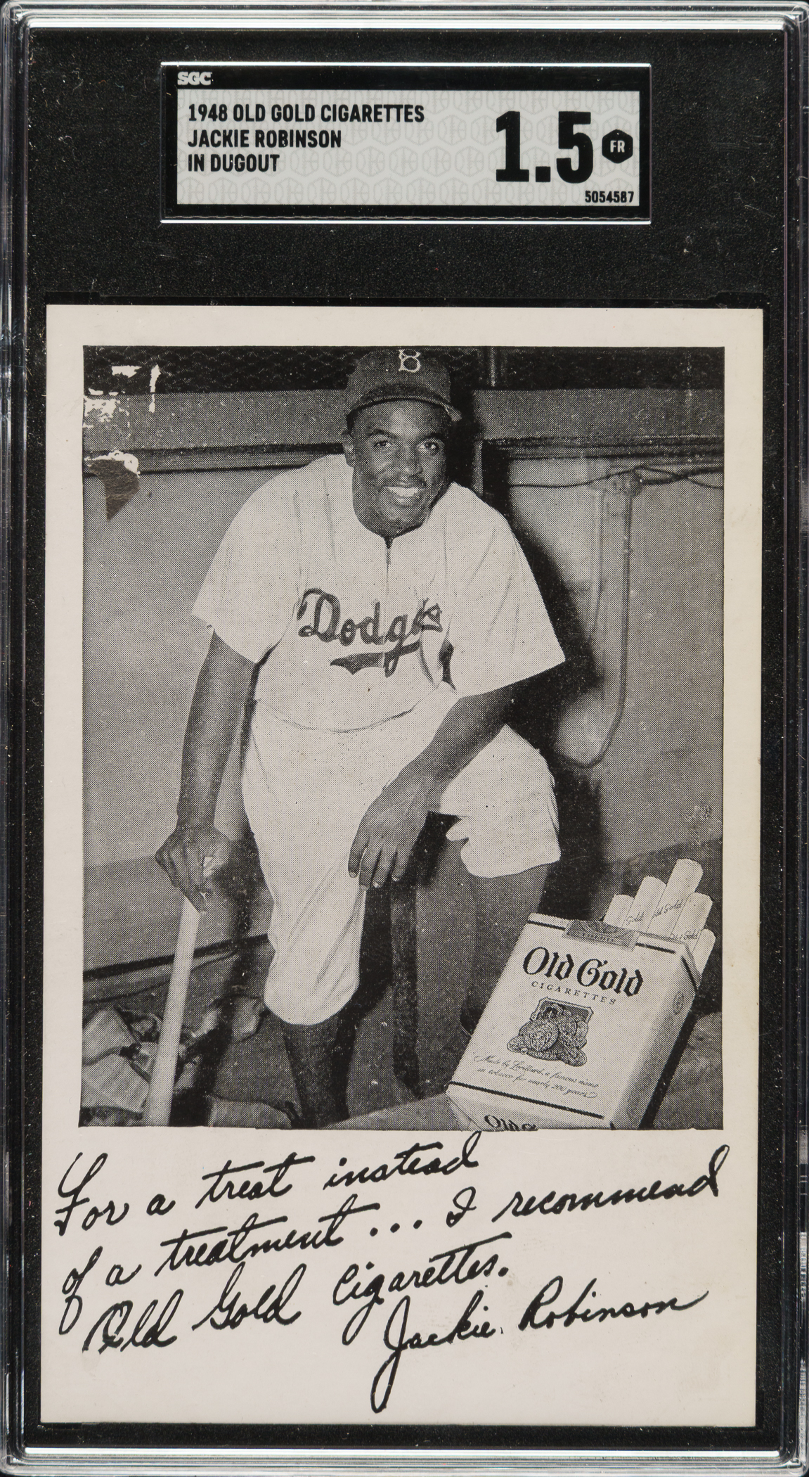 1948 Old Gold Cigarettes Jackie Robinson Kneeling in Dugout SGC FAIR 1.5