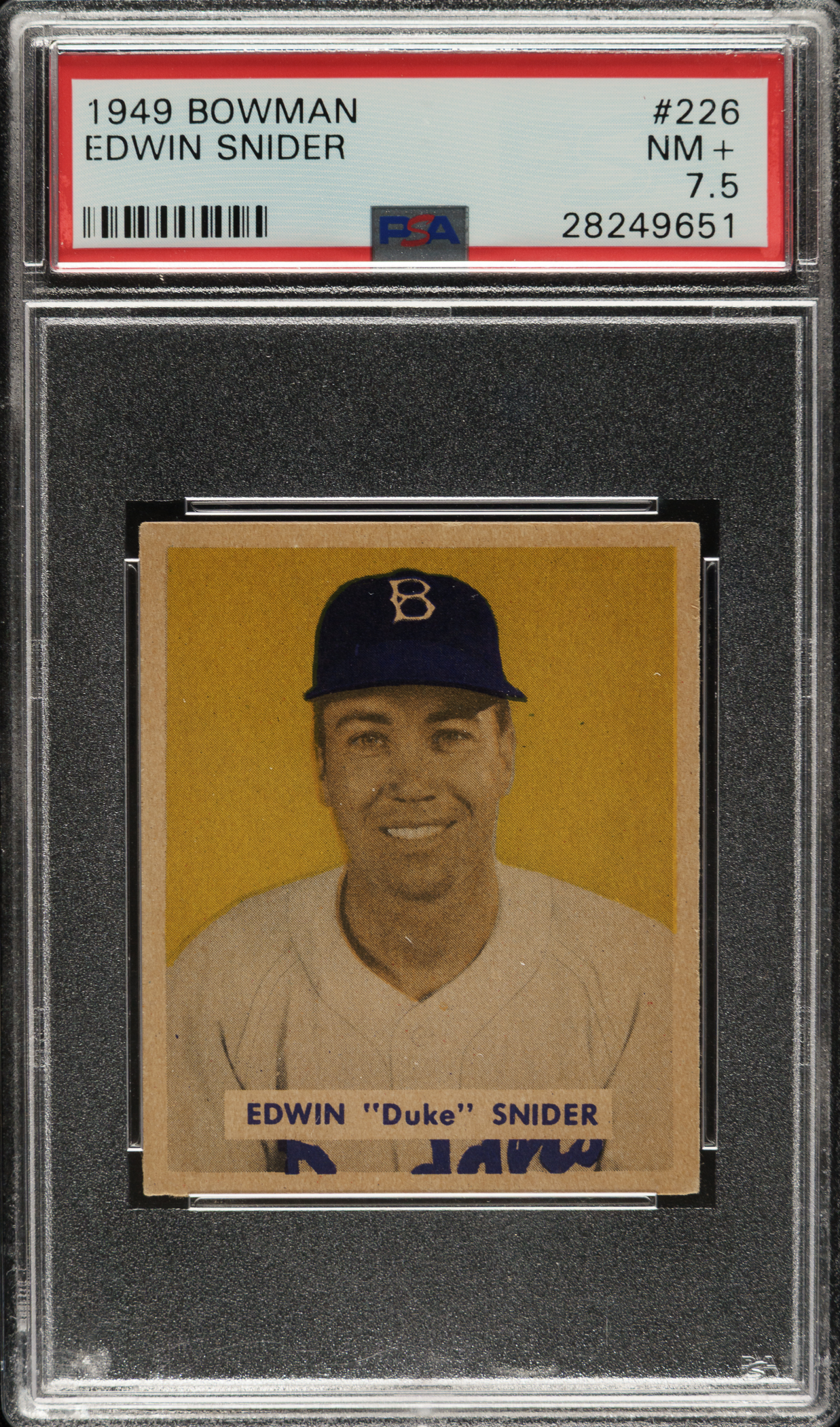 Color Duke Snider 1949 Bowman #226 Duke Snider Rookie PSA NM+ 7.5 | REA Archive