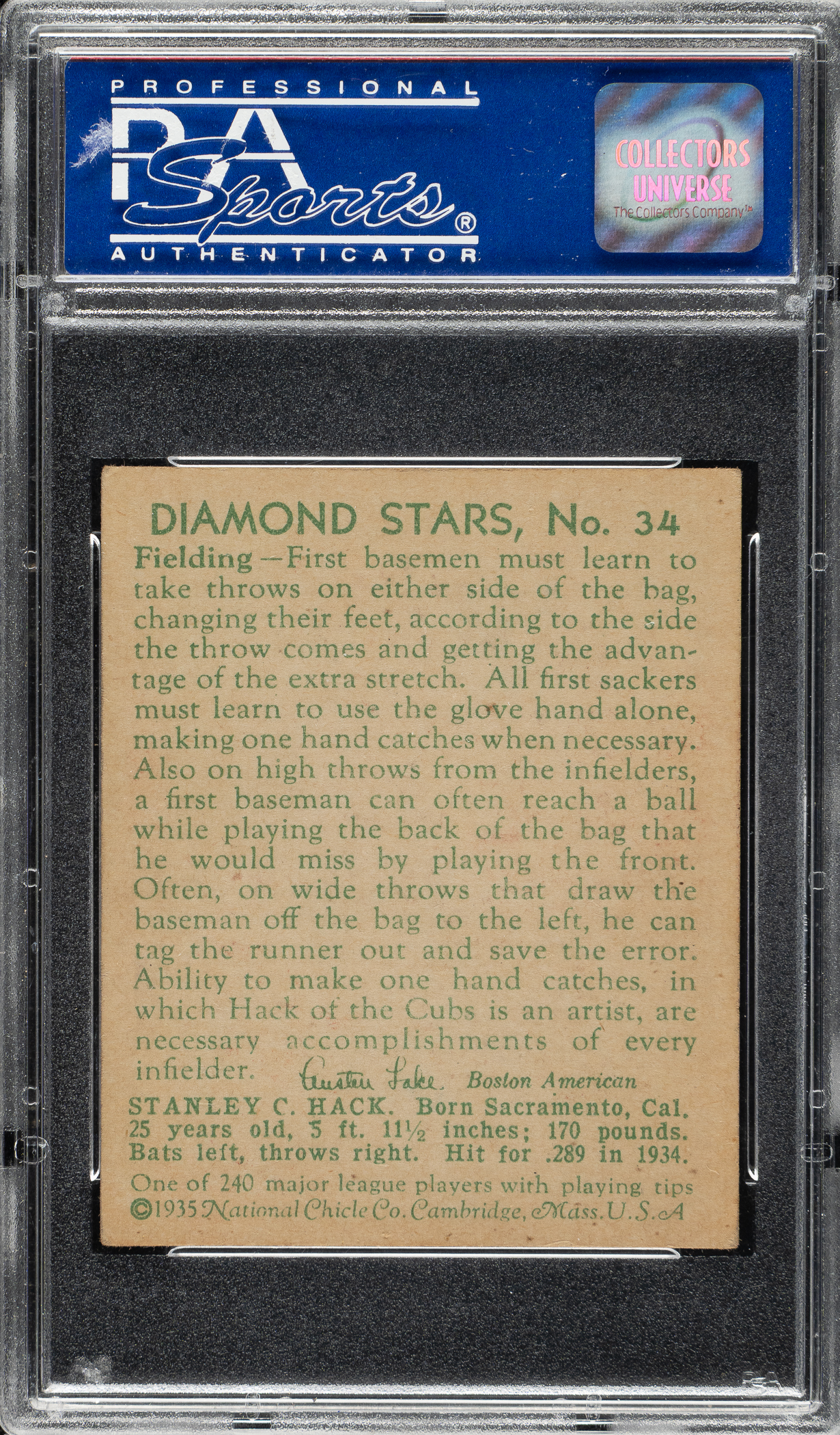 R327 Sign 1934-1936 R327 Diamond Stars #34 Stanley Hack PSA EX 5 | REA Archive