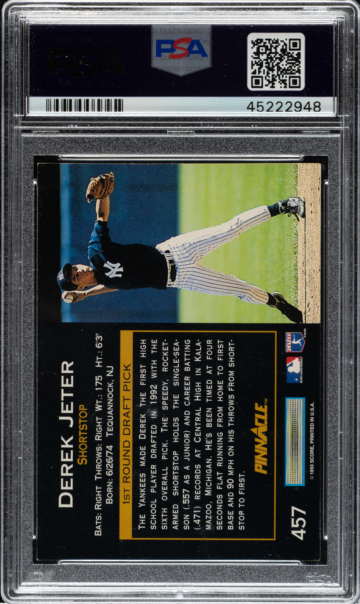 Signed 1993 Pinnacle #457 Derek Jeter Rookie - PSA/DNA | REA Archive