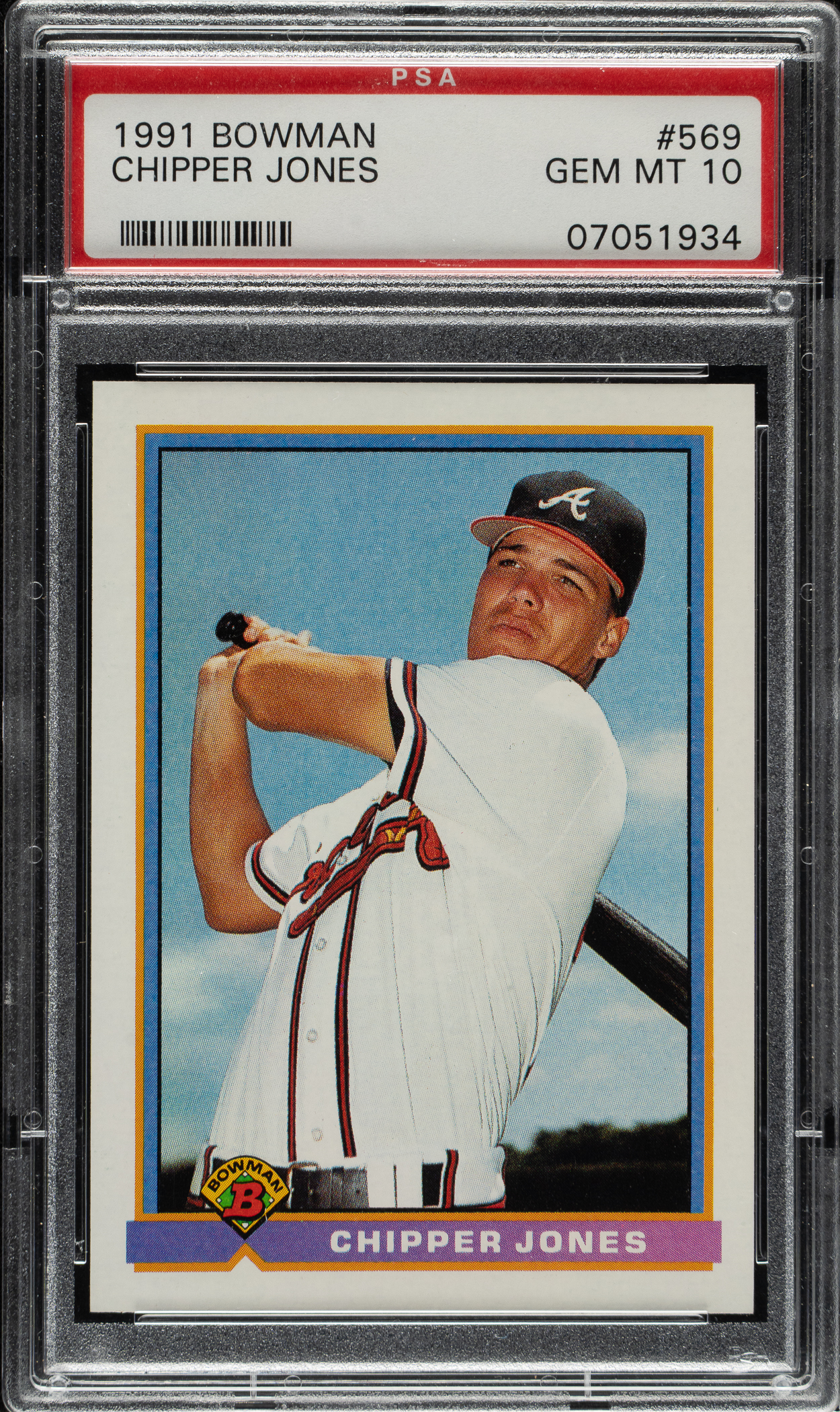 1991 Bowman #569 Chipper Jones Rookie PSA GEM MINT 10 | REA Archive