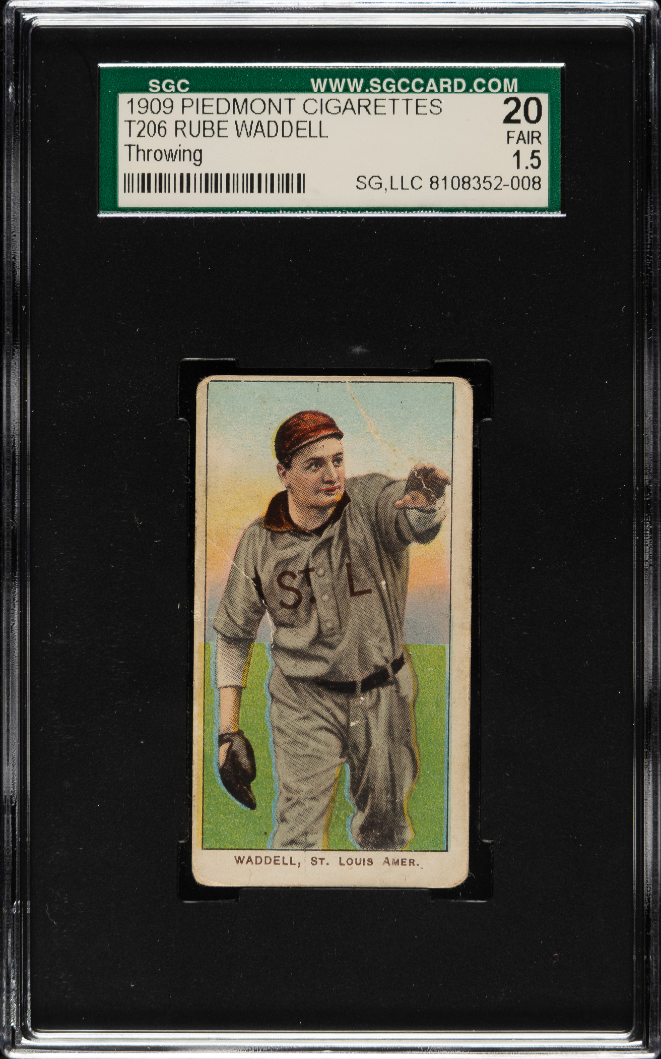 1909-1911 T206 White Border Rube Waddell Throwing SGC FAIR 20 | REA Archive