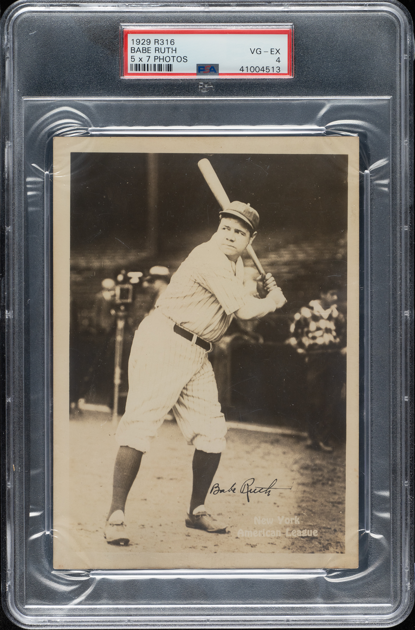 rare-1929-r316-kashin-publication-premium-5-x-7-photo-babe-ruth-psa-vg-ex-4