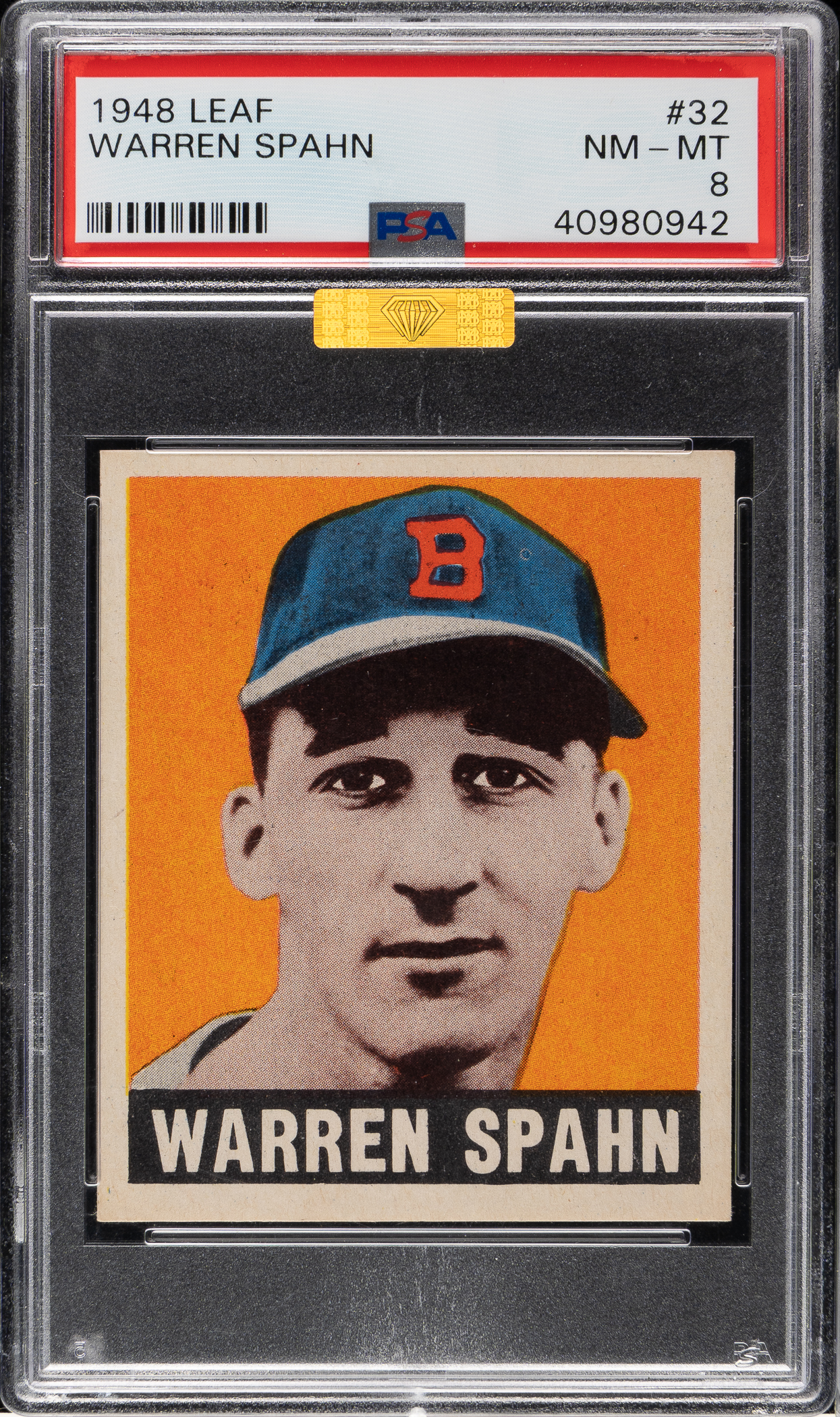 1948-1949-leaf-32-warren-spahn-rookie-psa-nm-mt-8-mba-gold-diamond