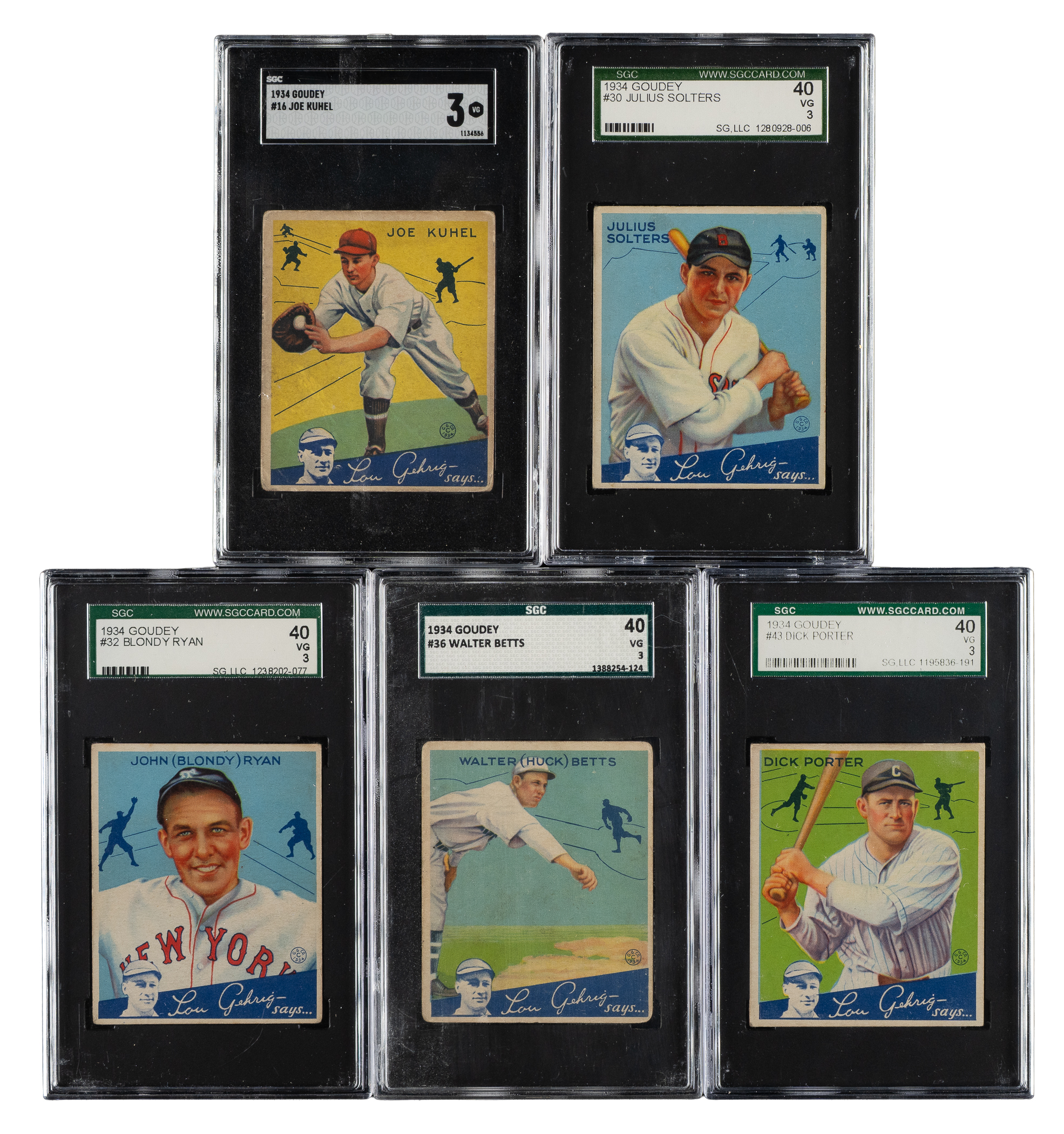 1934 R320 Goudey SGC VG 40 Collection (5) | REA Archive