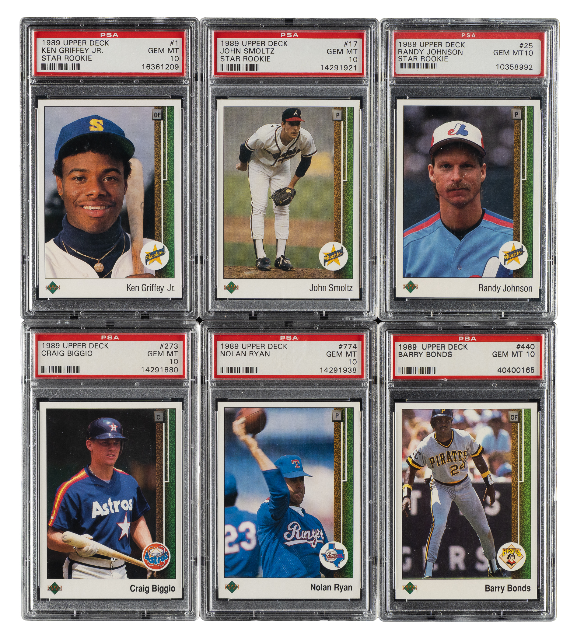 1989-upper-deck-psa-gem-mint-10-near-complete-set-765800-including-1-ken-griffey-jr-rookie-and-357-dale-murphy-reverse-negative
