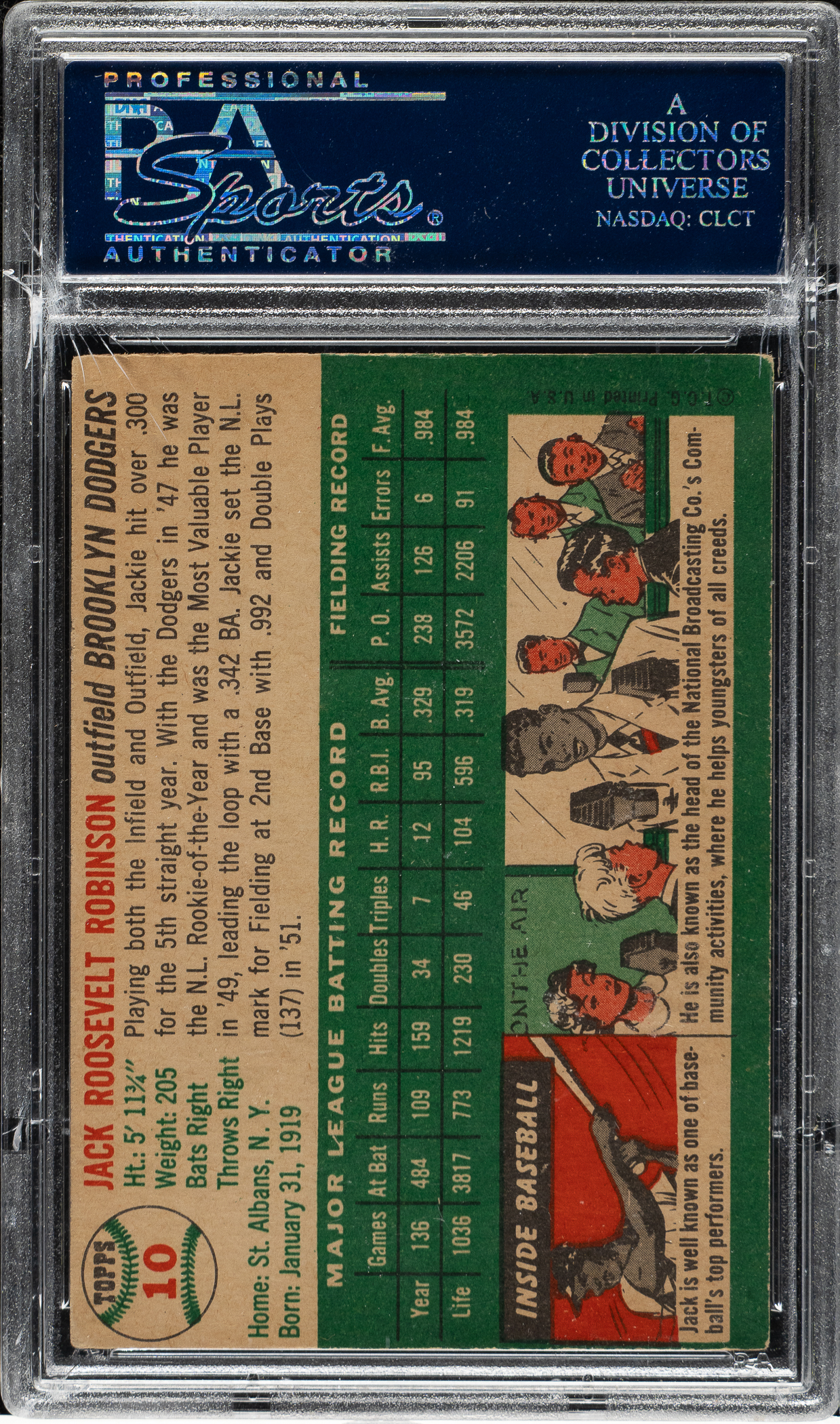 1954 Topps #10 Jackie Robinson PSA VG-EX 4 | REA Archive