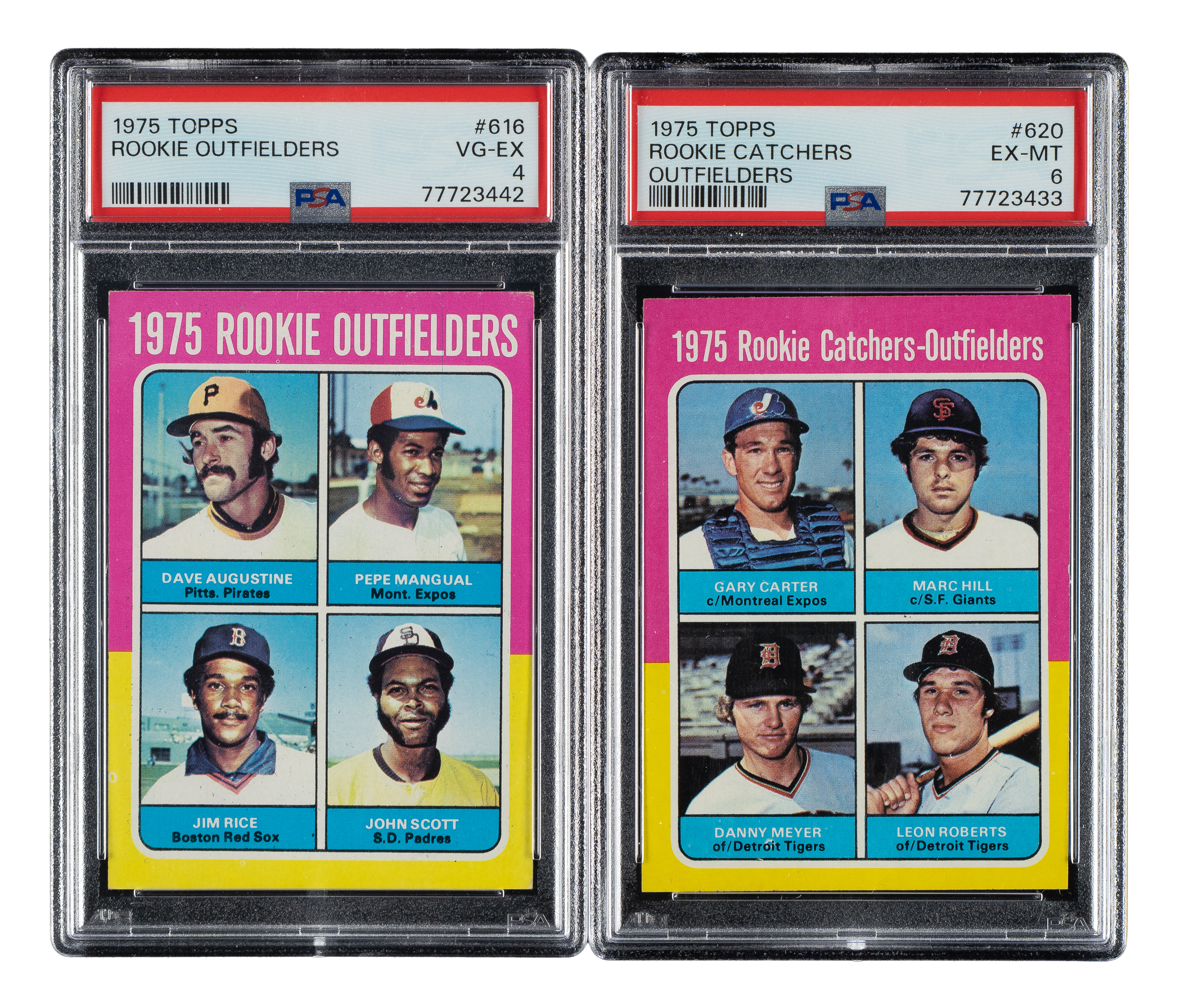 1975 Topps #616 Jim Rice Rookie and #620 Gary Carter Rookie PSA-Graded ...