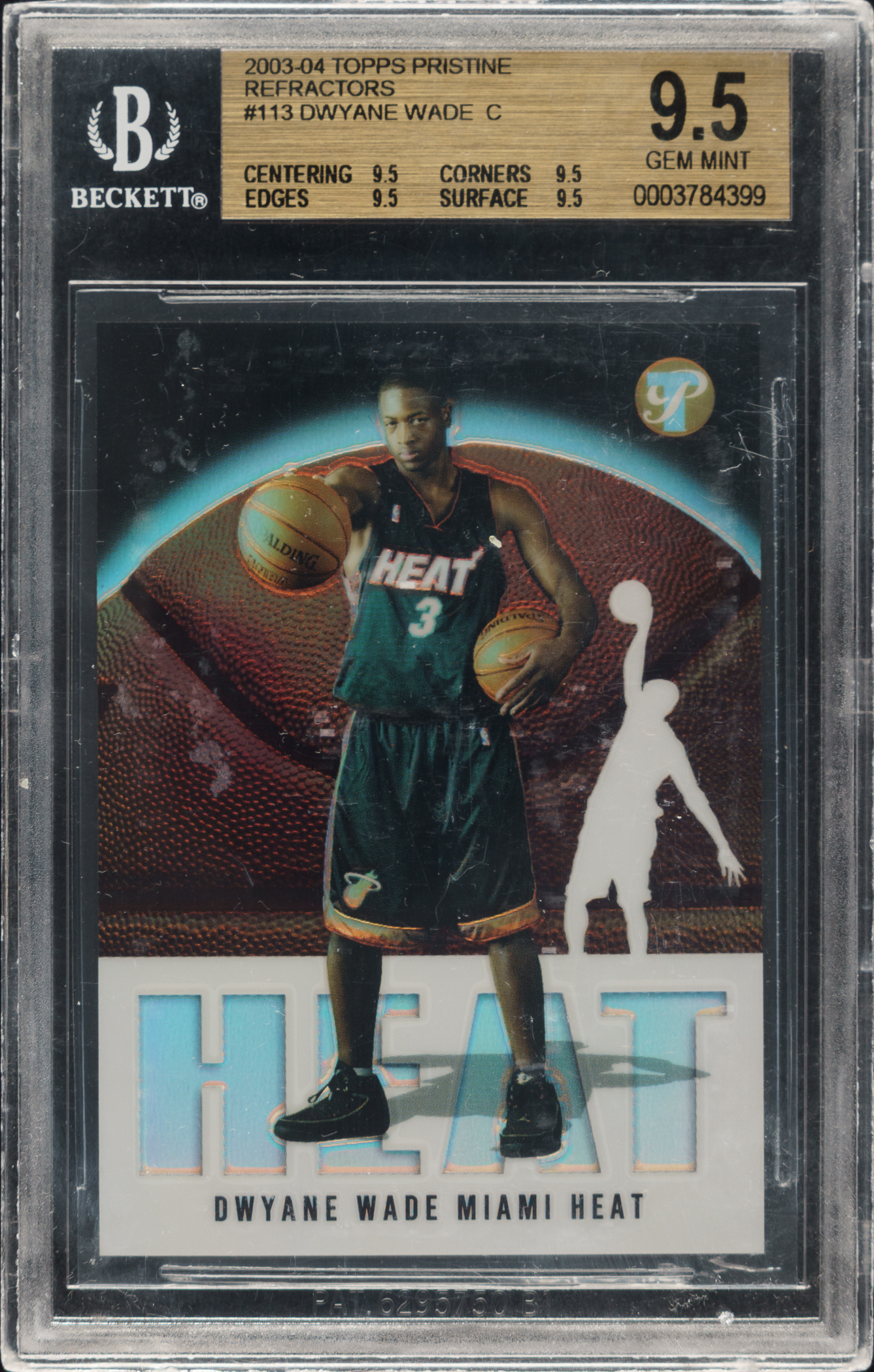2003-2004 Topps Pristine Basketball #113 Dwayne Wade Refractor #645/1,999 BGS GEM MINT 9.5