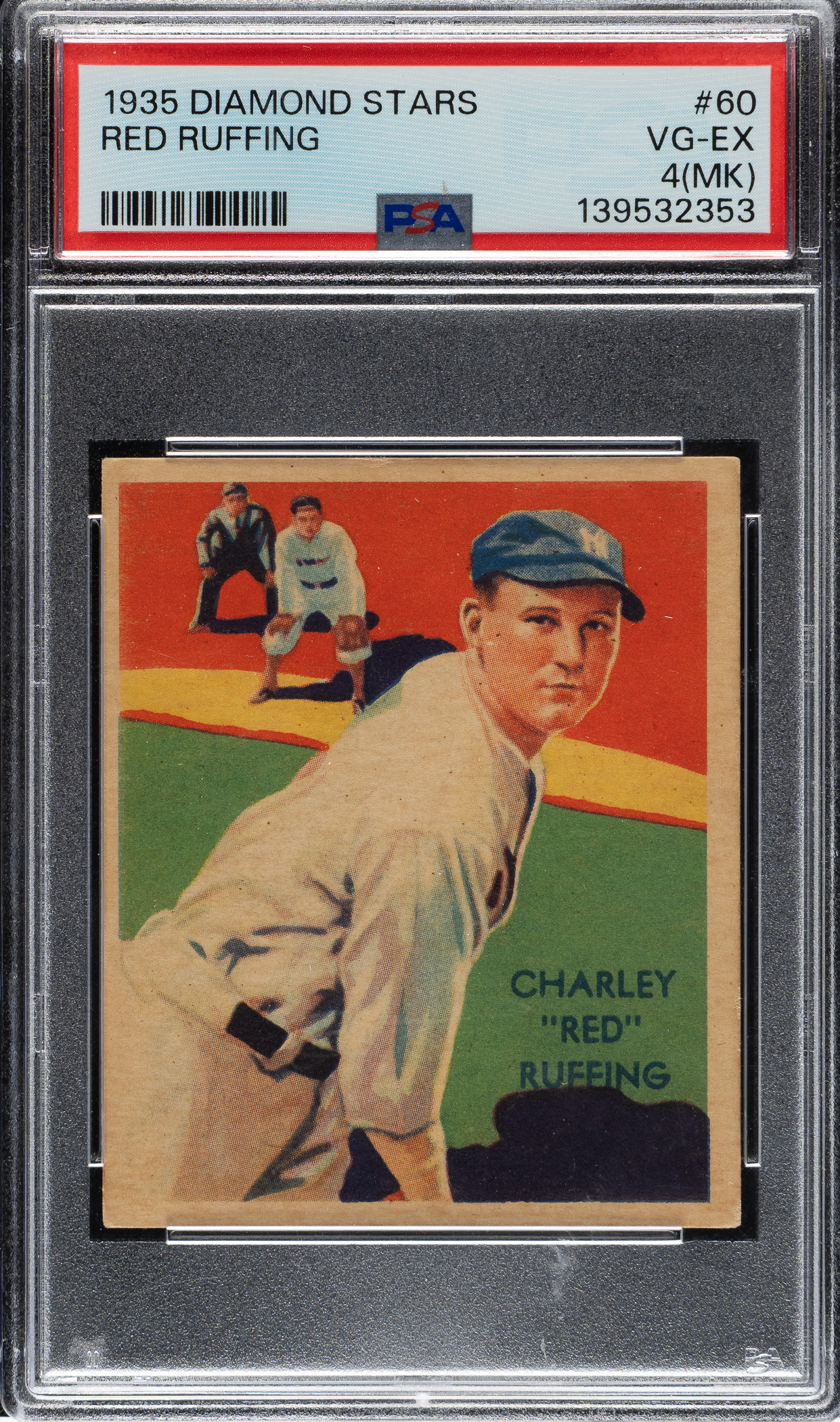 Pete Ruffing 1934-1936 R327 Diamond Stars #60 Red Ruffing PSA VG-EX 4 (MK) | REA Archive