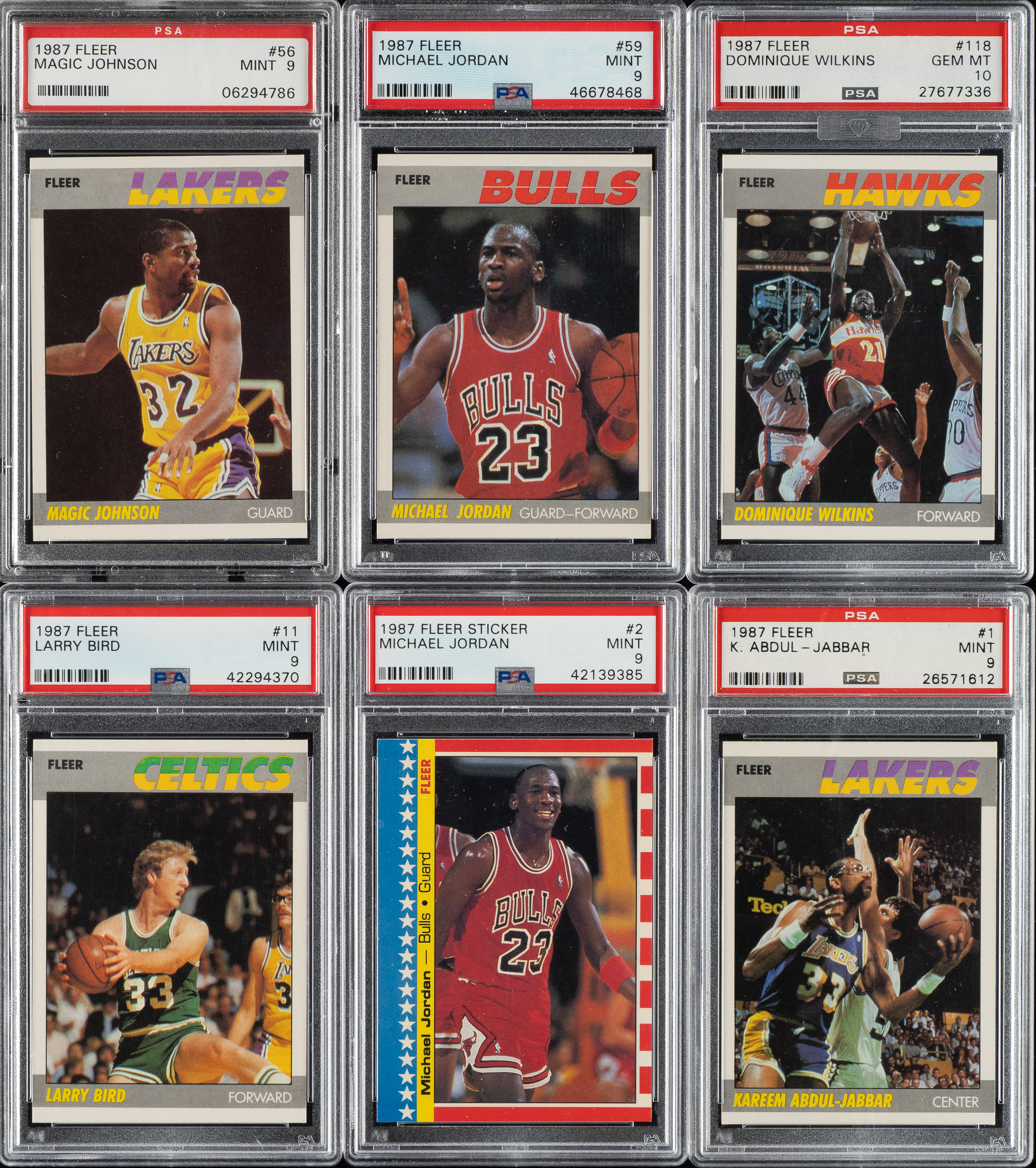 1987-1988-fleer-basketball-psa-graded-complete-set-132-plus-complete-stickers-set-11-including-65-psa-gem-mint-10s